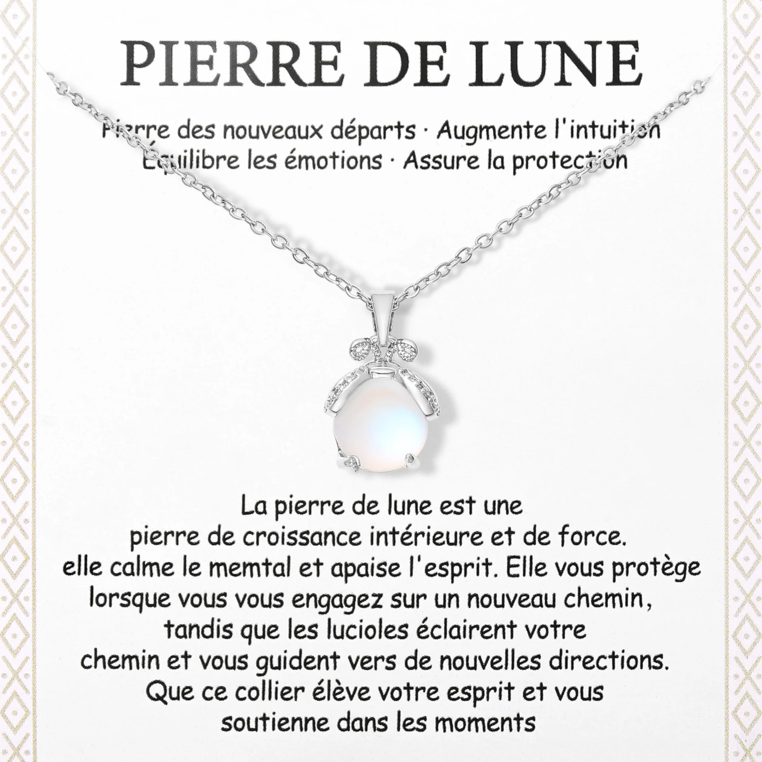 Merclix Collier Femme Pierre De Lune Cadeau Original Anniversaire Noel Fête Des Mères