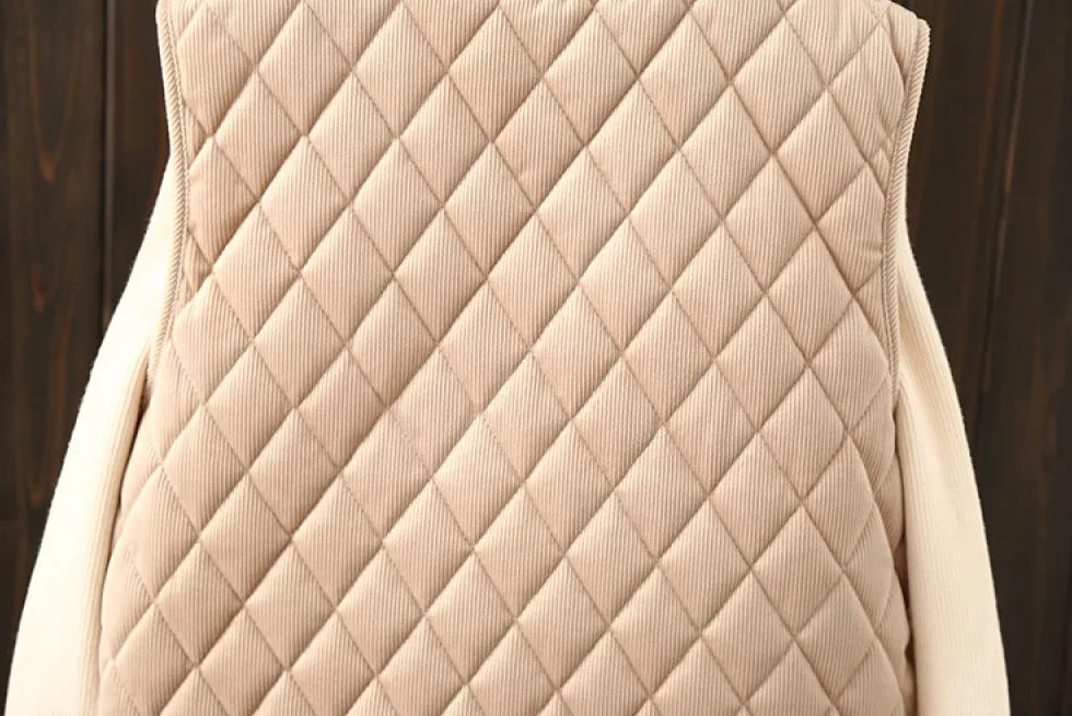 Gilet sans Manche Femme Velours Côtelé Noir Lâche Transition Chaud Hiver Manteau