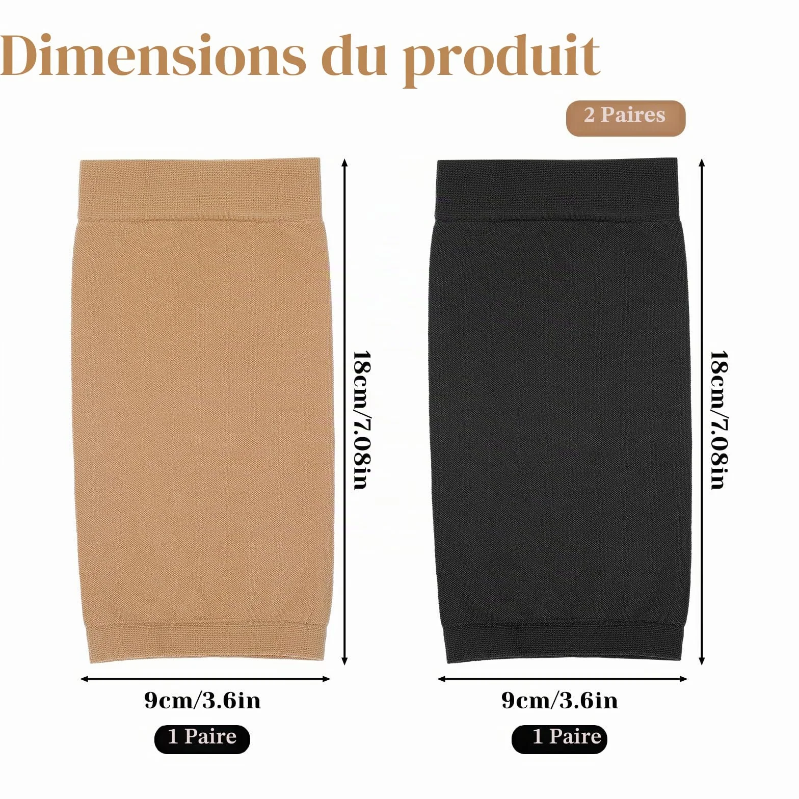 Manchons de compression anti-UV UPF 50 Lot de 2 paires Noir - Protection solaire