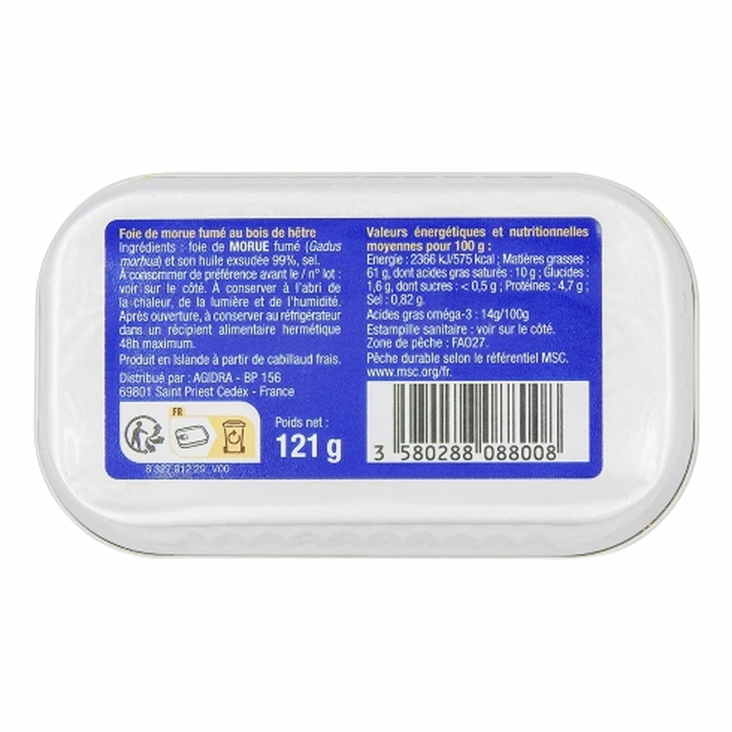 Lot 12x Foie de morue fumé - Boîte 120g