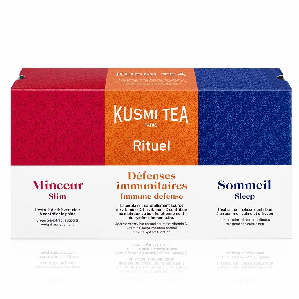 Kusmi Tea - Coffret Decouvert "Les Rituels" - Gamme santé - Assortiment de Thés Verts et Infusion Bio - Idée Cadeau - 24 Sachets - 3 Recettes Délicieuses