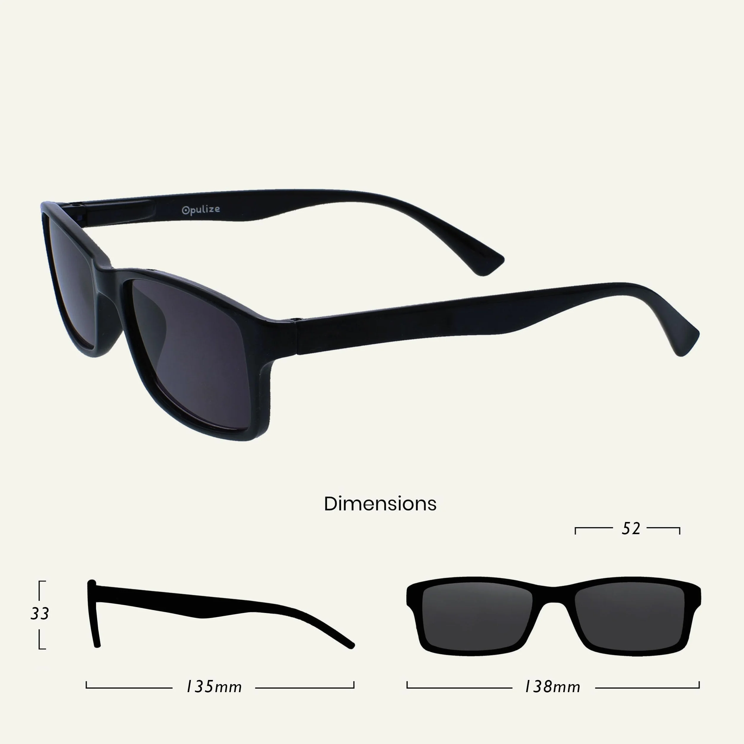 OPULIZE Lunettes De Lecture Noir UV400 Style Designer Hommes Femmes +1,50