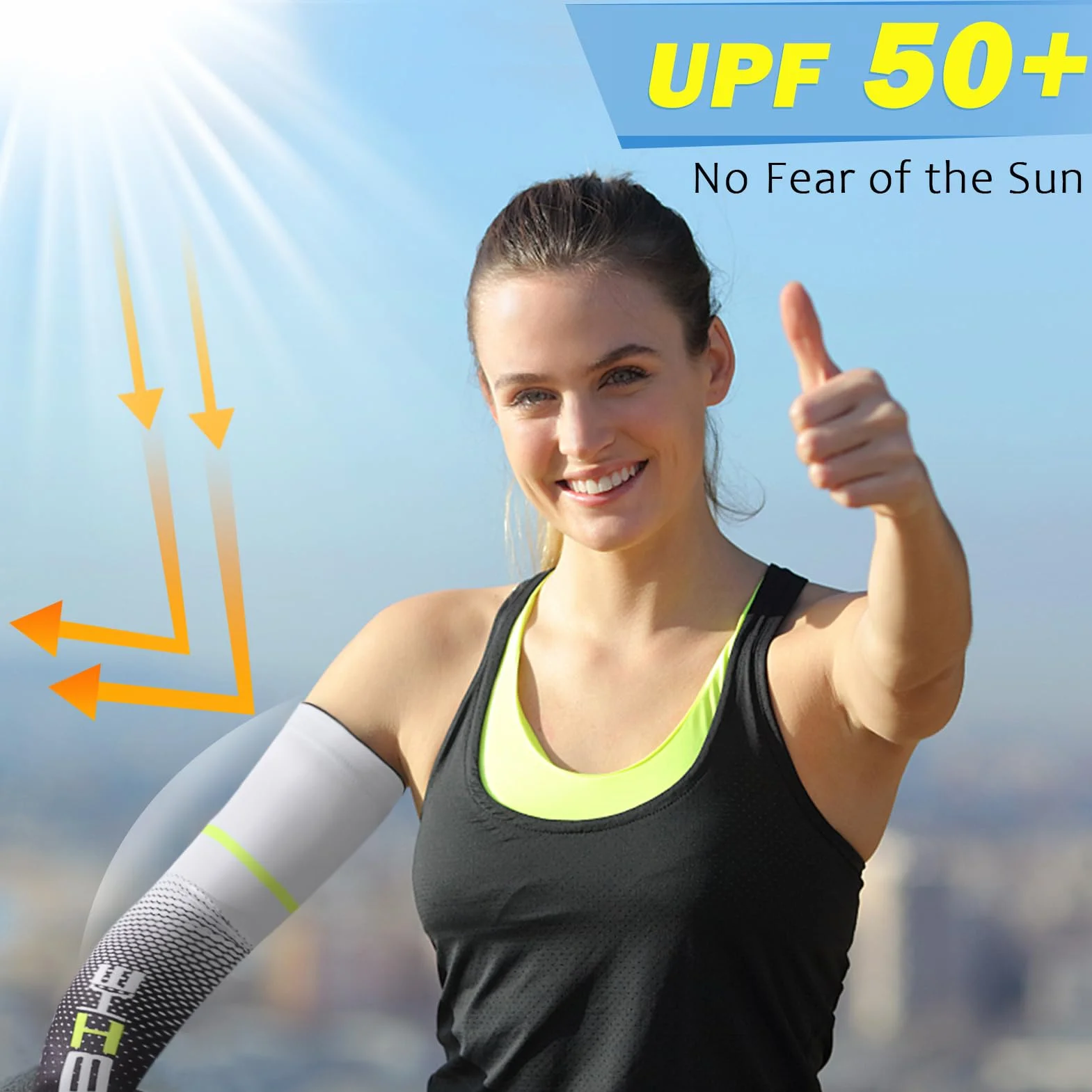 beister Manchettes de Bras UPF 50+ Anti-UV Protection Manchons de Refroidissement Antidérapants Sport Compression