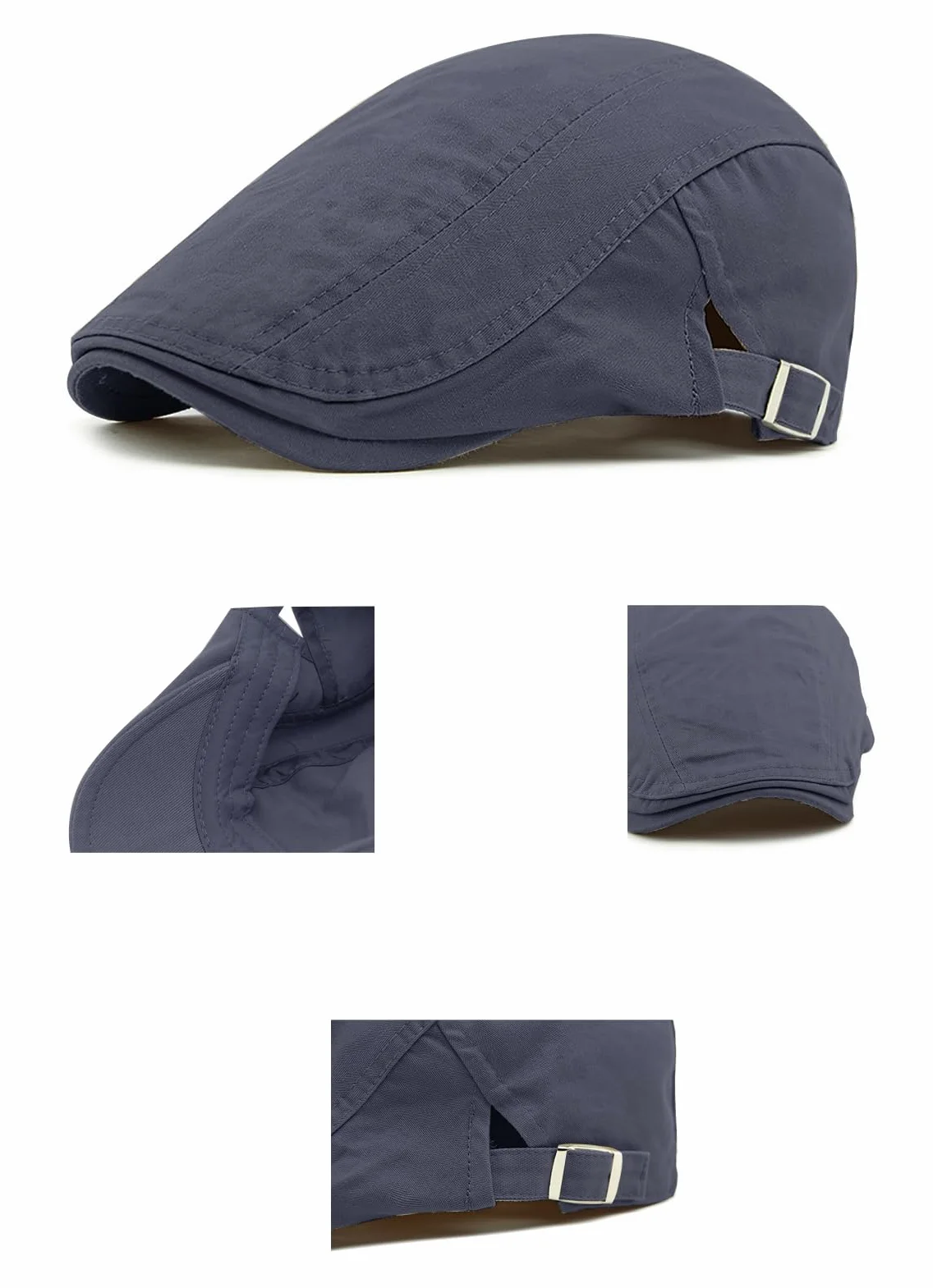 Bérets Homme Respirant Coton Casquette Plate Réglable Newsboy Vintage Flat Cap Unisexe