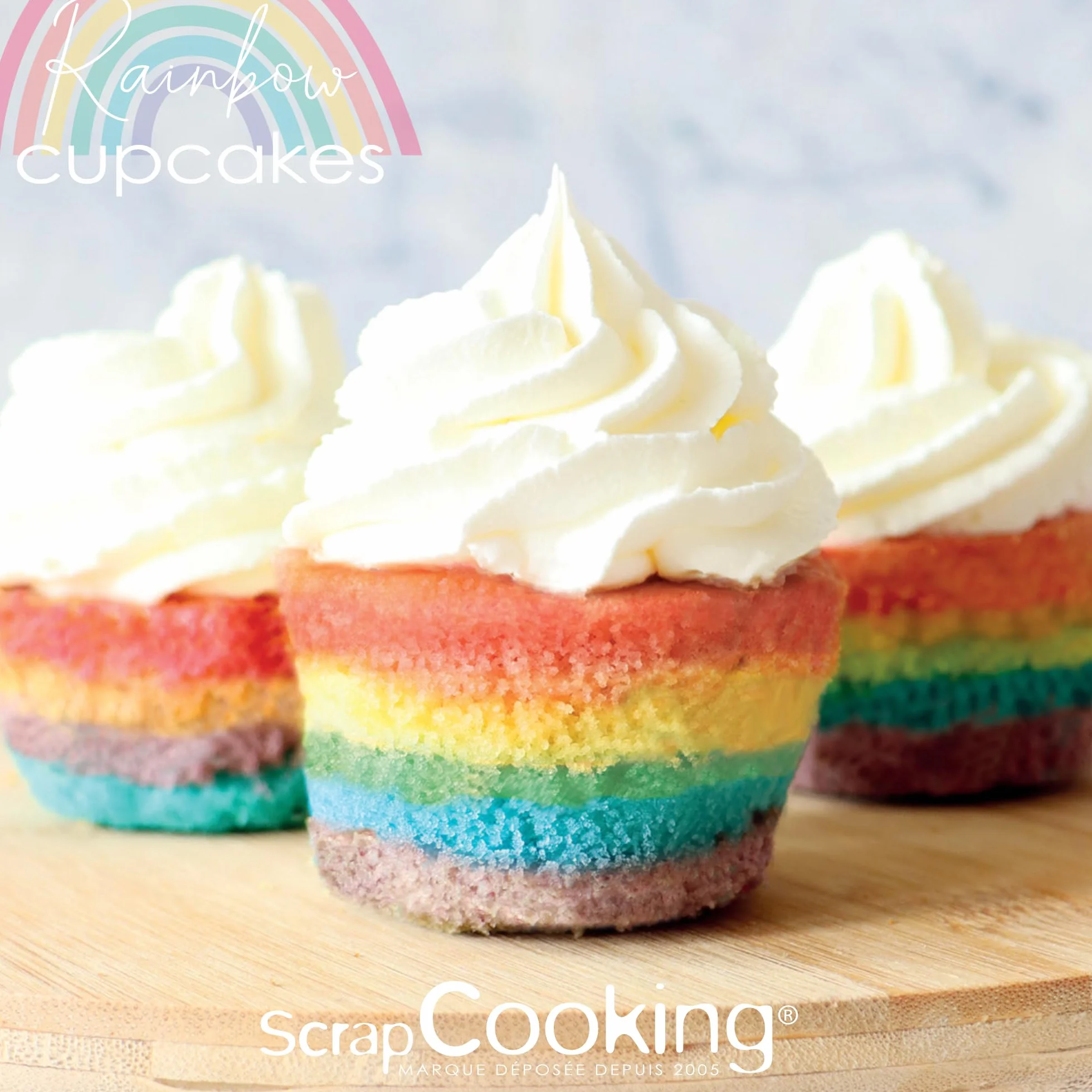ScrapCooking - Kit Rainbow Cupcakes - Pour Créer des Cupcakes Arc-en-Ciel - Kit Pâtisserie Décoration Gâteau - Avec Colorants Alimentaires, Caissettes & Recette - 3787