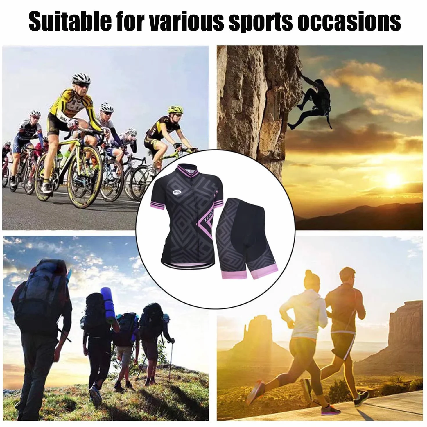 Femmes Maillot Cyclisme Respirant Séchage Rapide Jersey Manches Courtes Veste + Shorts 3D Coussin Rembourré Set