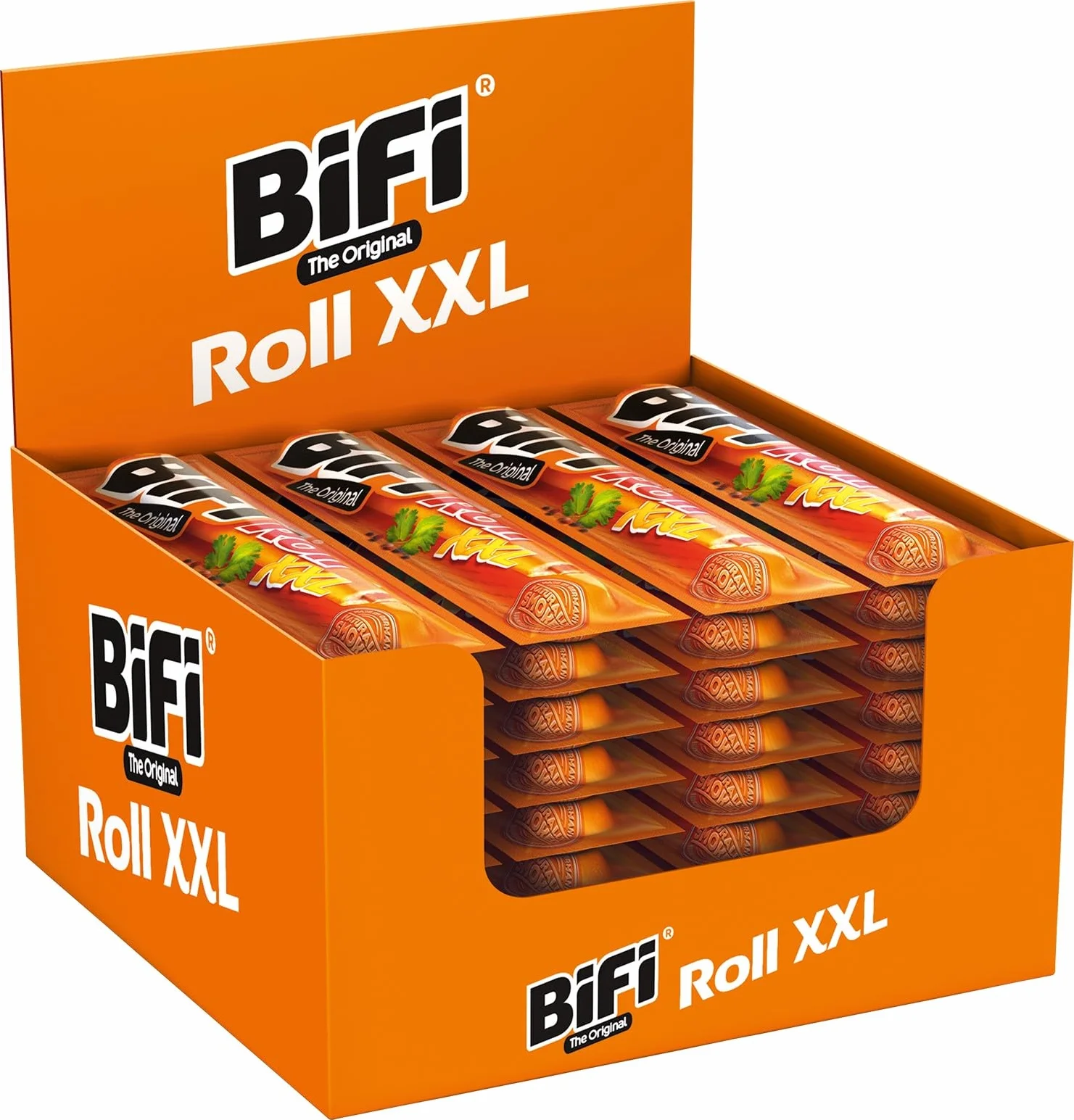 BiFi Roll XXL - Lot de 12 (12 x 70 g) - Snack au salami dans une pâte moelleuse - Snack original à emporter - Idéal pour les déplacements, le bureau ou le sport - Poivre, coriandre et ail