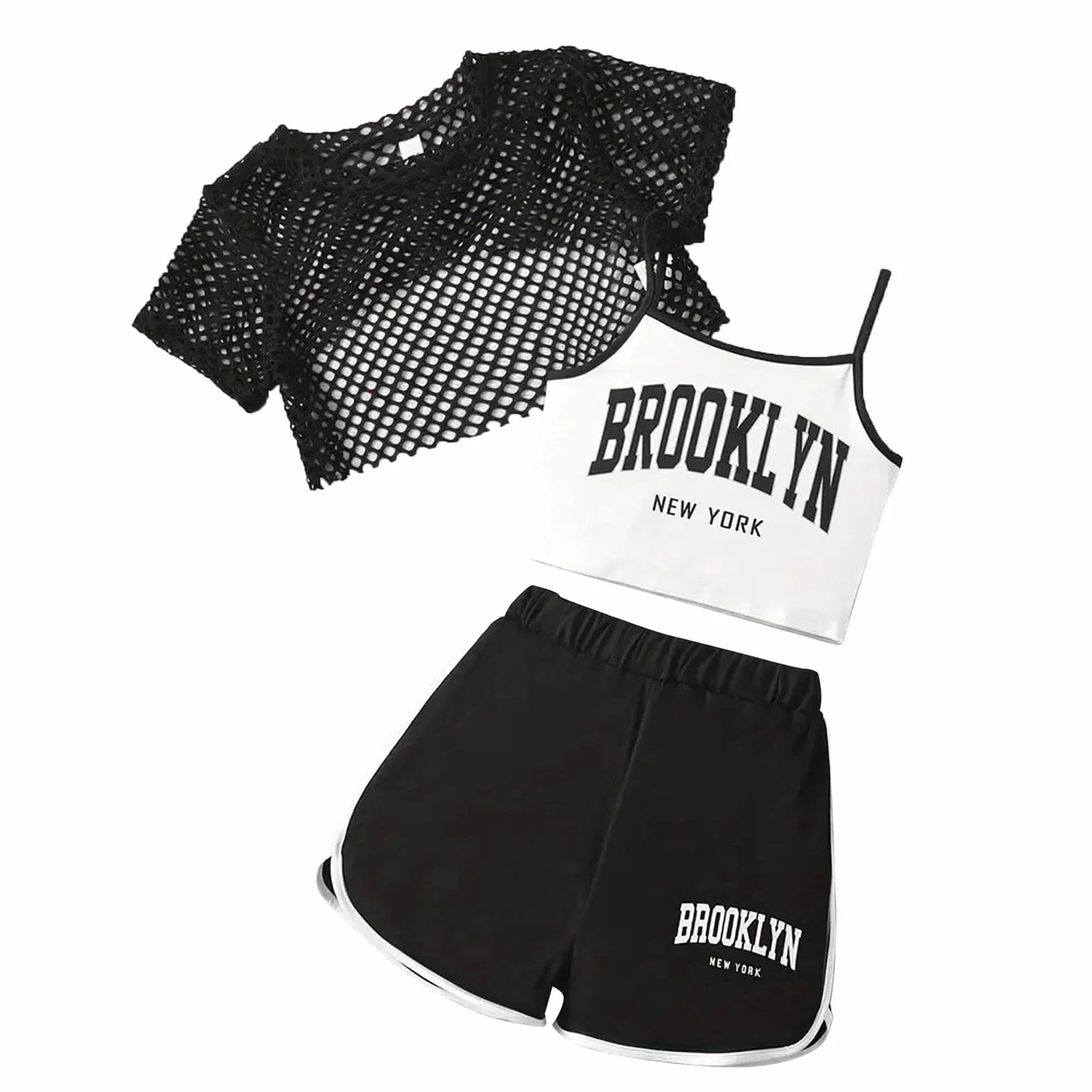 Ensemble de Sport d'été pour Fille Combinaison Jogging Débardeur Short Longue Doux Leger d'Entraînement