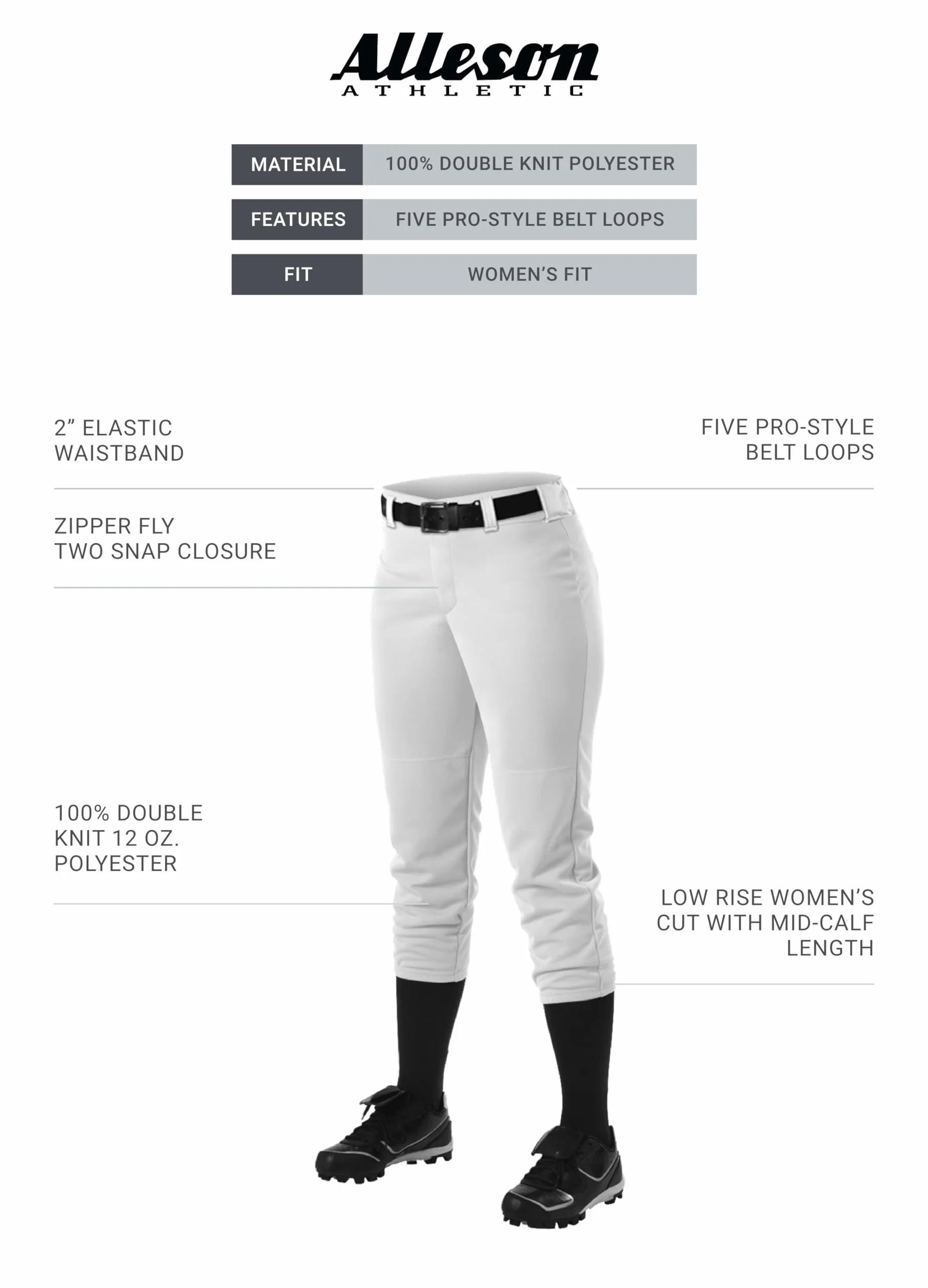 Alleson Athletic Women's Fastpitch Softball Belt Loop Pant