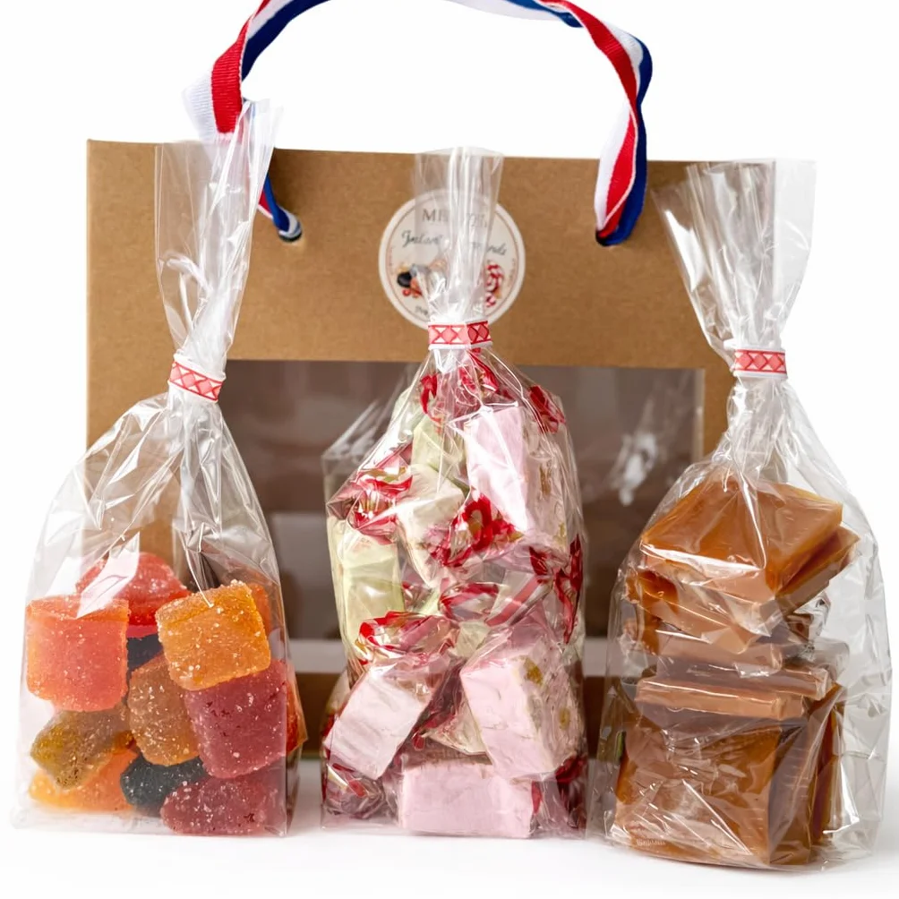 Meldosi Assortiment de Bonbons Traditionnels Français – Confiseries Artisanales, Pâtes de Fruits, Nougats, Caramels – Sachet coffret gourmand Élégant Prêt à Offrir