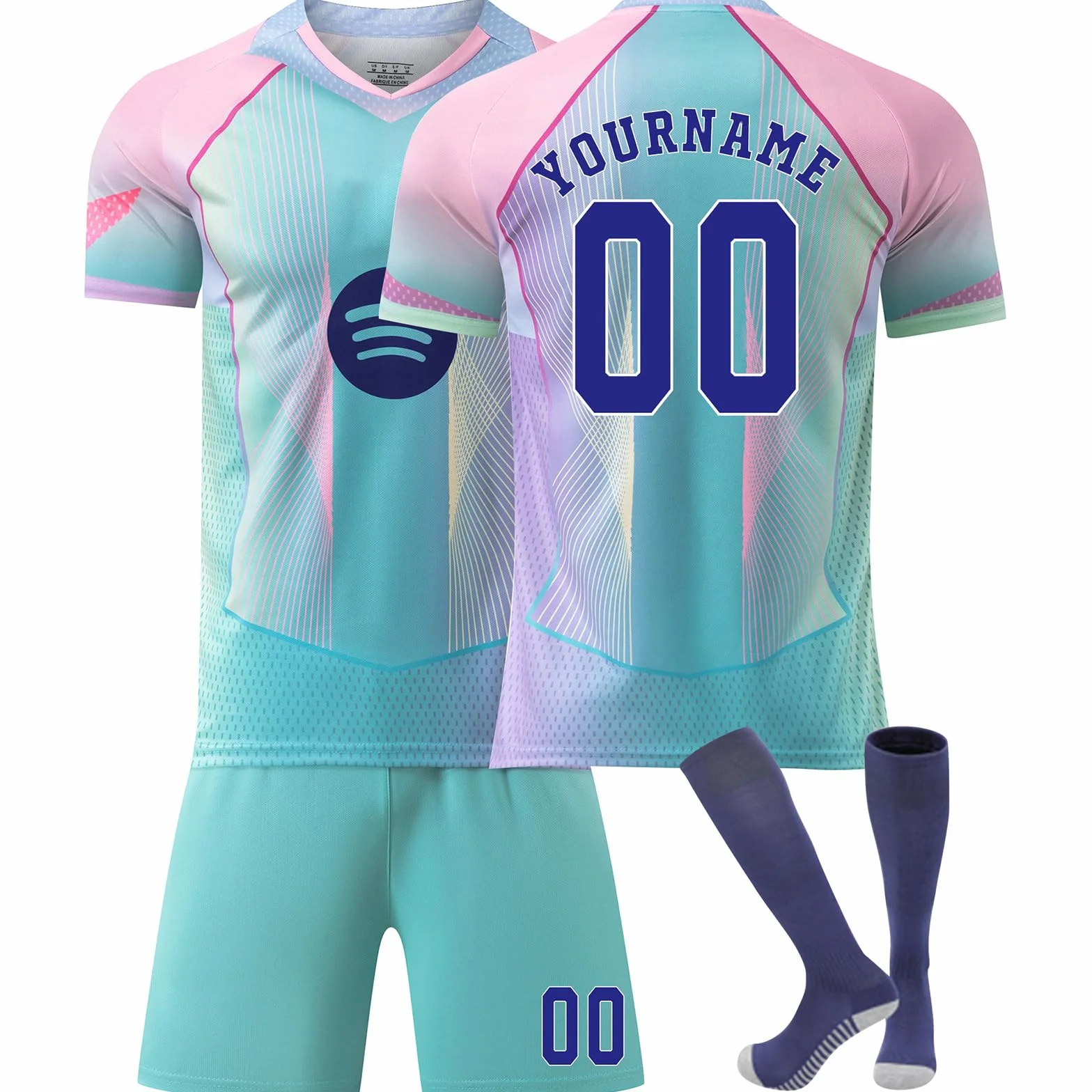 Maillot de Football Personnalisé Enfant et Adulte avec Nom et Numéro - Ensemble Short et Chaussettes