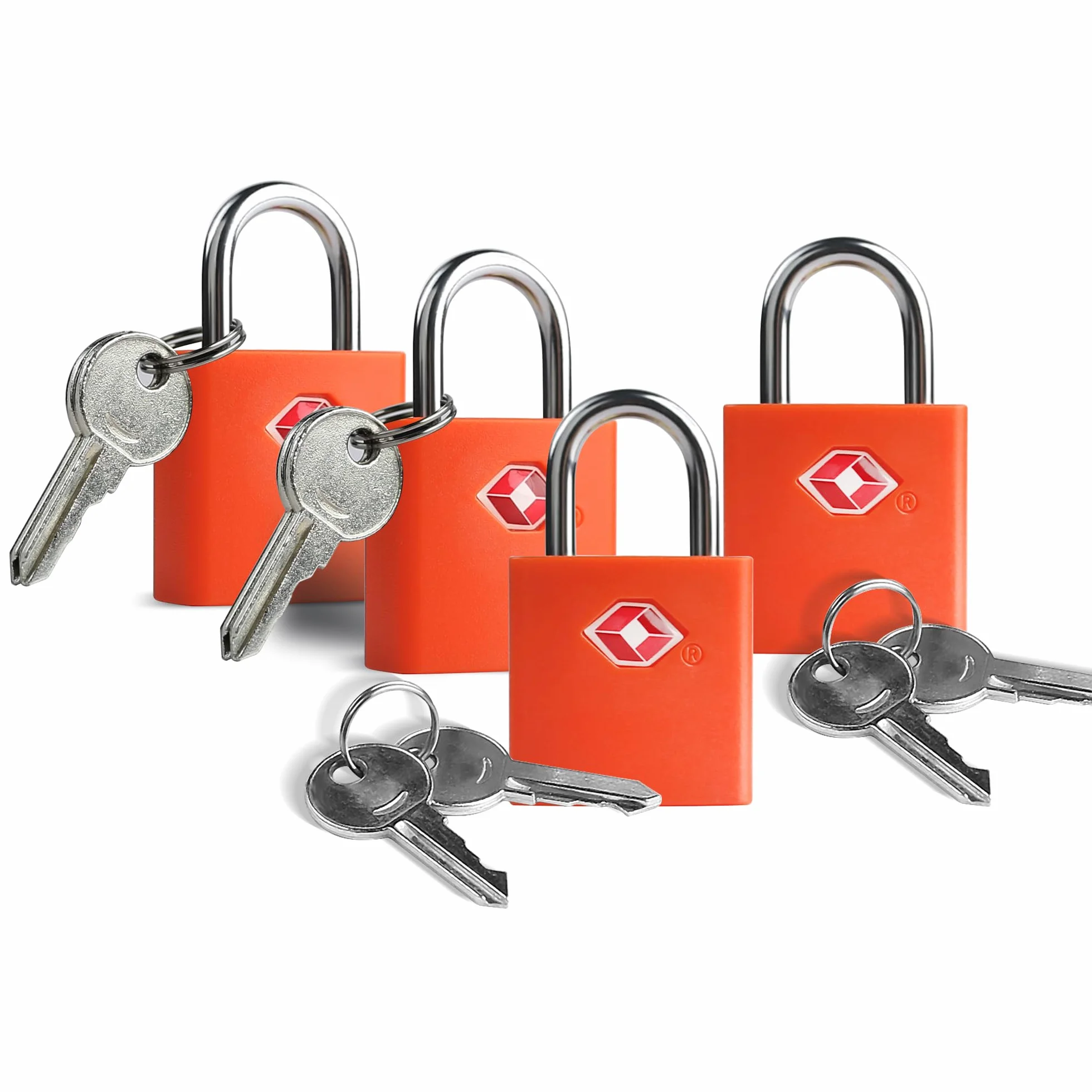 Cadenas TSA Approuvé Officiellement Lot de 4, Cadenas de Voyage en Alliage de Zinc et Plastique ABS avec Clés Identiques