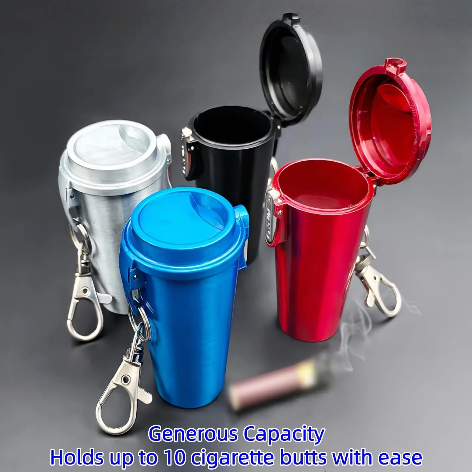 Cendrier de Poche Portable Mini en Acier Inoxydable Anti Odeur à l'épreuve du Vent pour Voyage (Rouge)