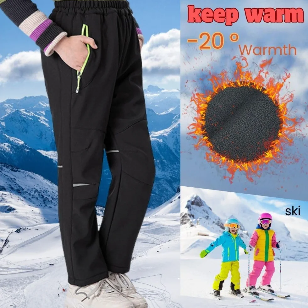 Pantalon softshell enfant imperméable coupe-vent garçon fille extérieur randonnée hiver ski