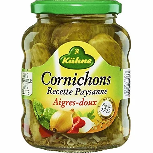 KUHNE - Cornichons Paysanne Aigres-Doux 185 G - Lot De 4 - livraison offerte