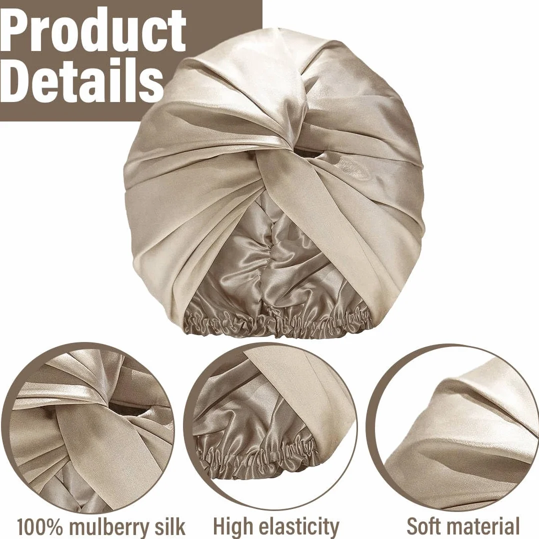 Bonnet de Nuit en Soie de Mûrier Double Couche pour Femme