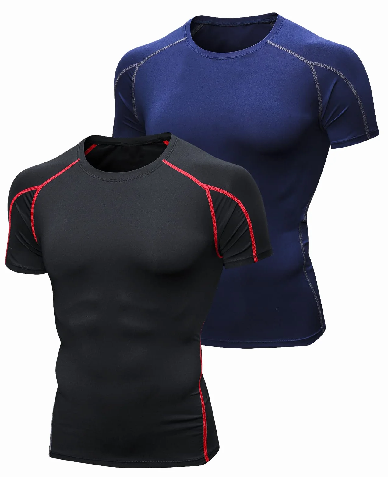 Niksa Tee Shirt Compression Homme Maillot Running Manches Courtes 2 Pièces