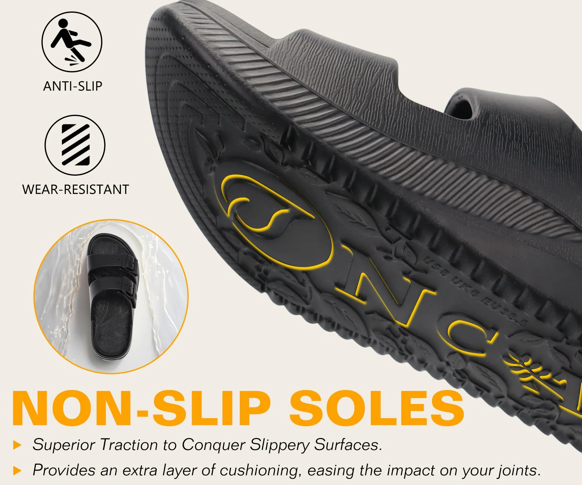 ONCAI Sandales de Récupération Femmes Boucle Réglables Orthopediques Fasciite Plantaire Slides Sport Extérieures Antidérapante Taille 36-42