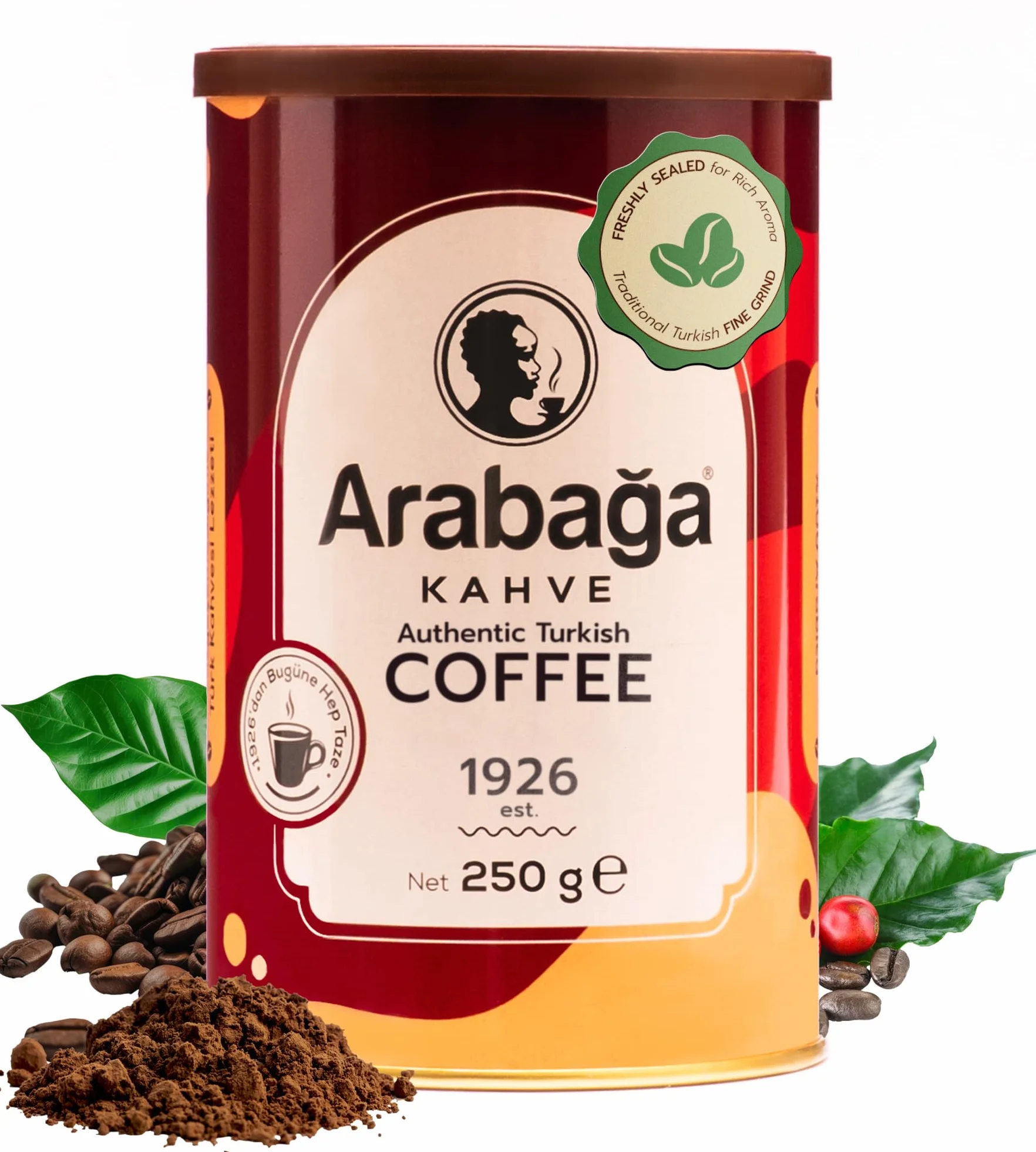 Café Turc Arabaga - Café Moulu Gourmet Torréfaction Moyenne,100 Ans de Tradition, Parfait pour les Amateurs de Café, 250g