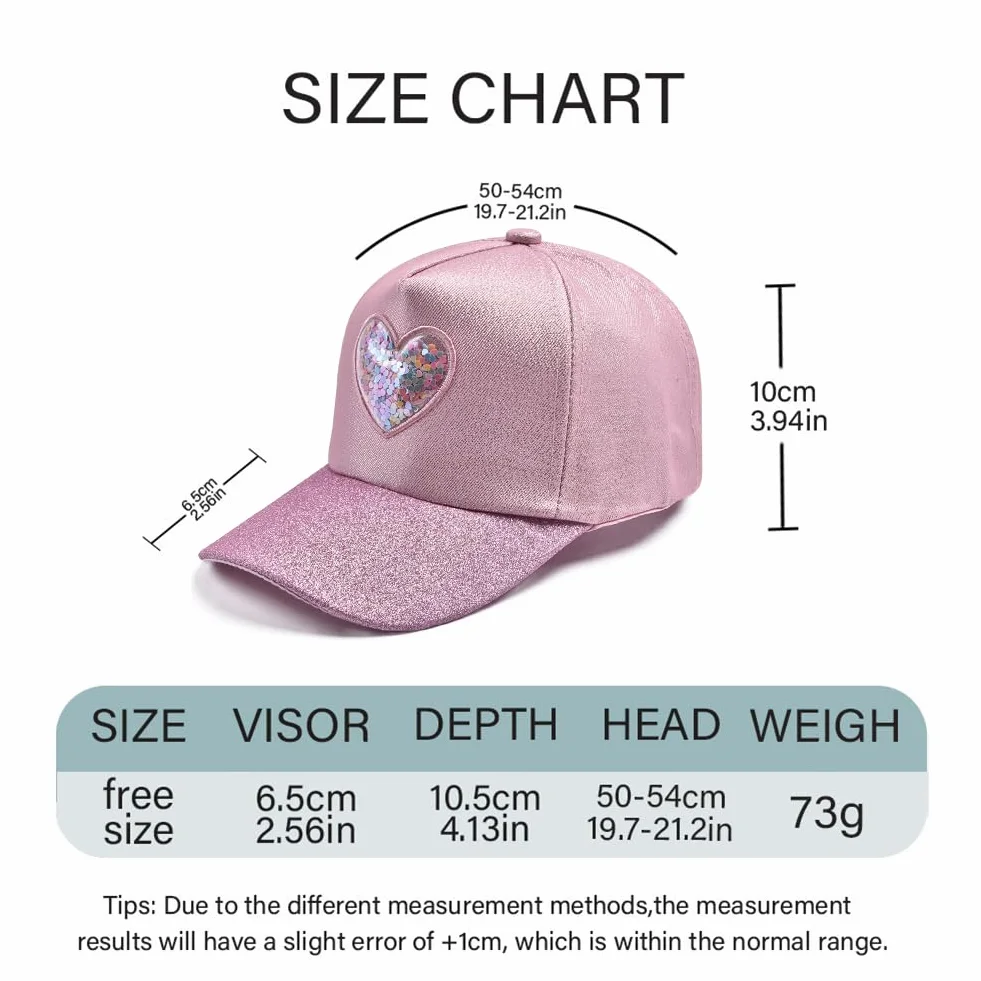 MCWTH Casquette de baseball à paillettes pour enfants 2-6 ans