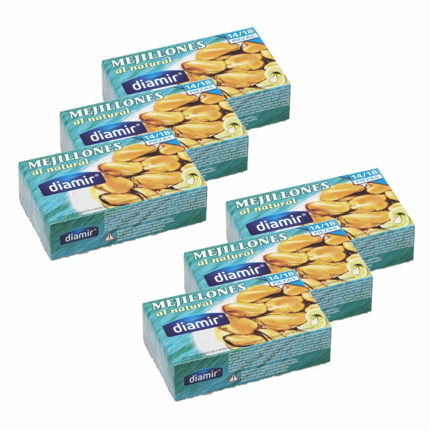 Lot 6x Moules au naturel 14/18 pièces - Boîte 110g