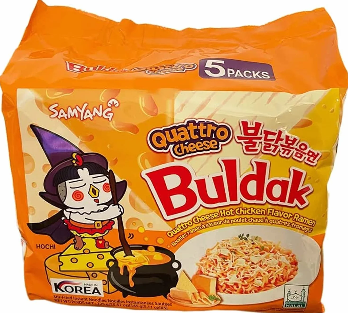 Samyang Buldak Quattro Cheese Hot Chicken Flavor Ramen Lot de 5 (145 g x 5)