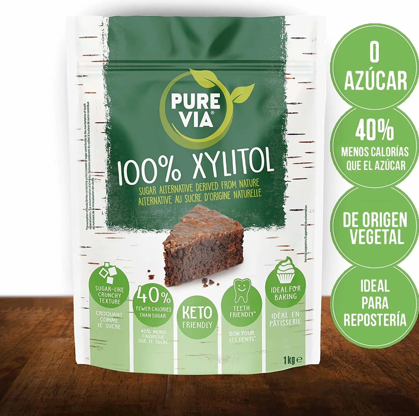 Pure Via - Xylitol Sucre de Bouleau - Poudre Cristallisée - Zéro Sucre - Alternative d'origine naturelle au sucre |1kg