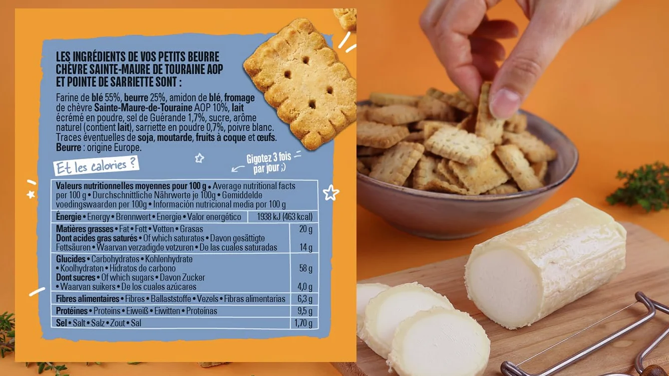 Michel et Augustin – Petits Gâteaux Sec Apéritifs au Chèvre Sainte-Maure de Touraine AOP et Sarriette – Biscuits Salés Gourmands – Fabriqués en France – 100g x 8