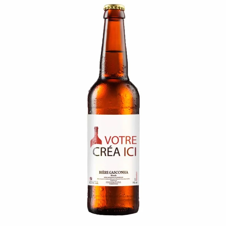 Coffret biere BRASSERIE GASCONHA + Caisse bois - Coffret degustation biere avec etiquette bouteille personnalisable pour prénom, logo, message… [ Coffret de biere a offrir ] (Blonde, 3x33 CL)