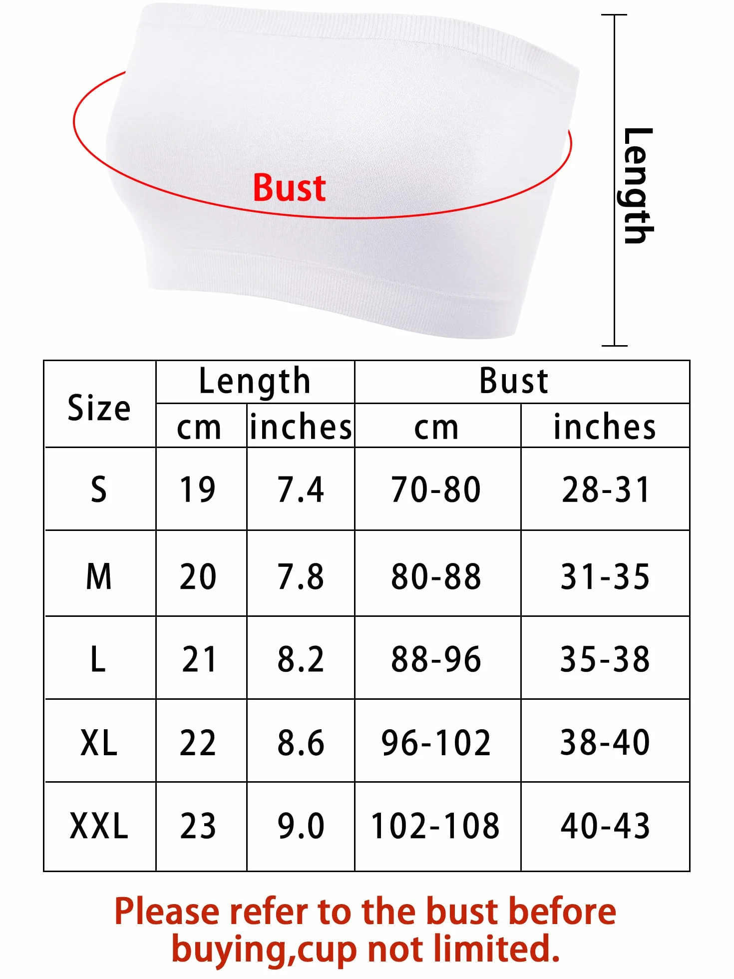 Geyoga Soutien-Gorge Bandeau sans Bretelles Tube Non Rembourré Extensible sans Couture 3 Pcs