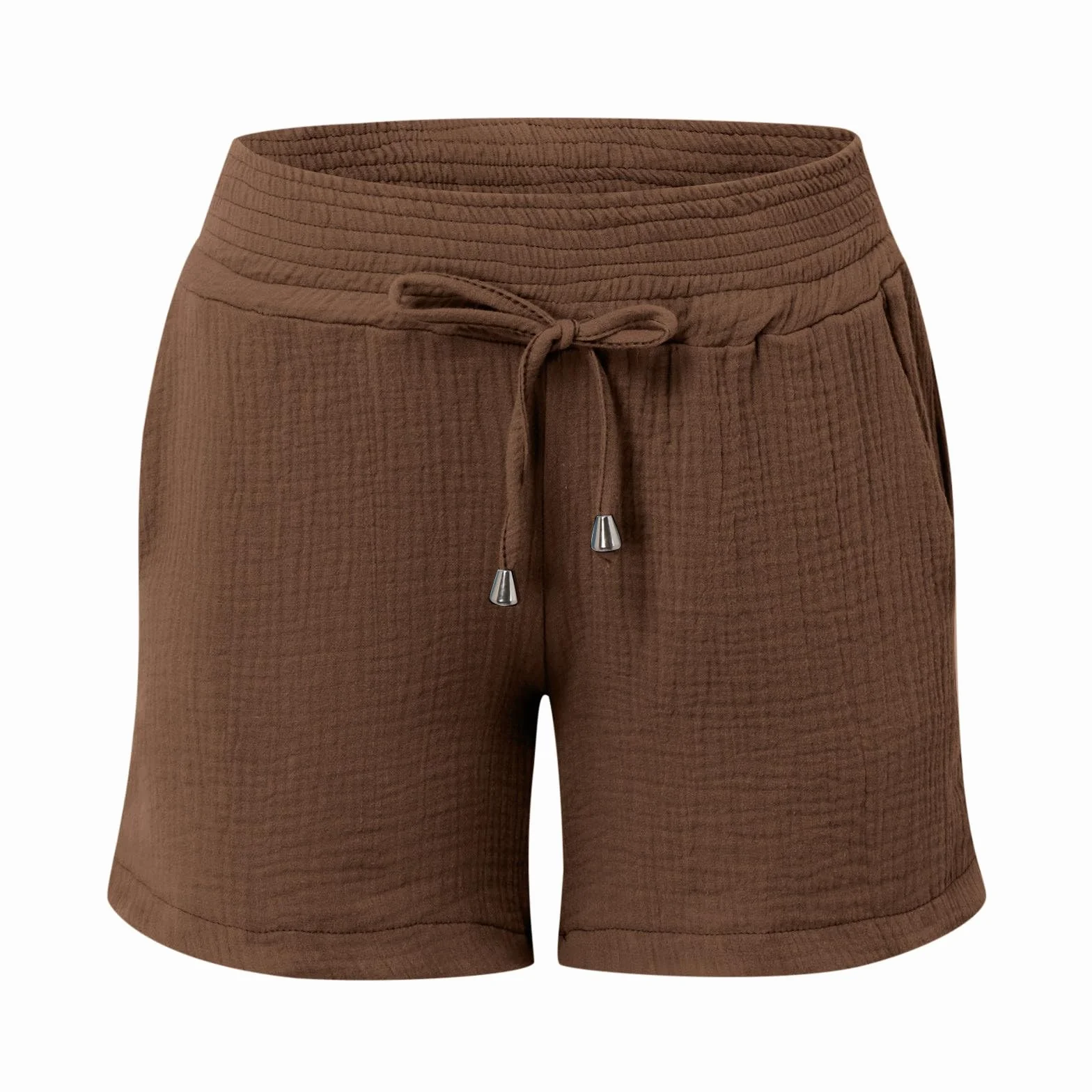 Short de grossesse en coton et lin pantalon maternité taille élastique poches