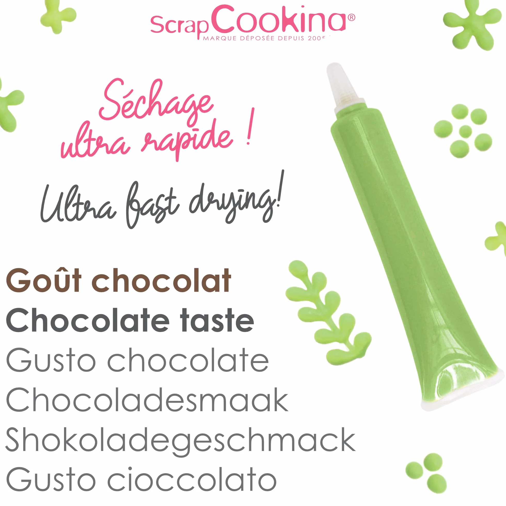 ScrapCooking - Stylo Choco Vert Clair - Crayon Alimentaire Pâtisserie 25 g - Stylo Décoratif Comestible - Écrire & Dessiner sur Desserts, Gâteaux & Biscuits Anniversaire Pâques Noël - 6805