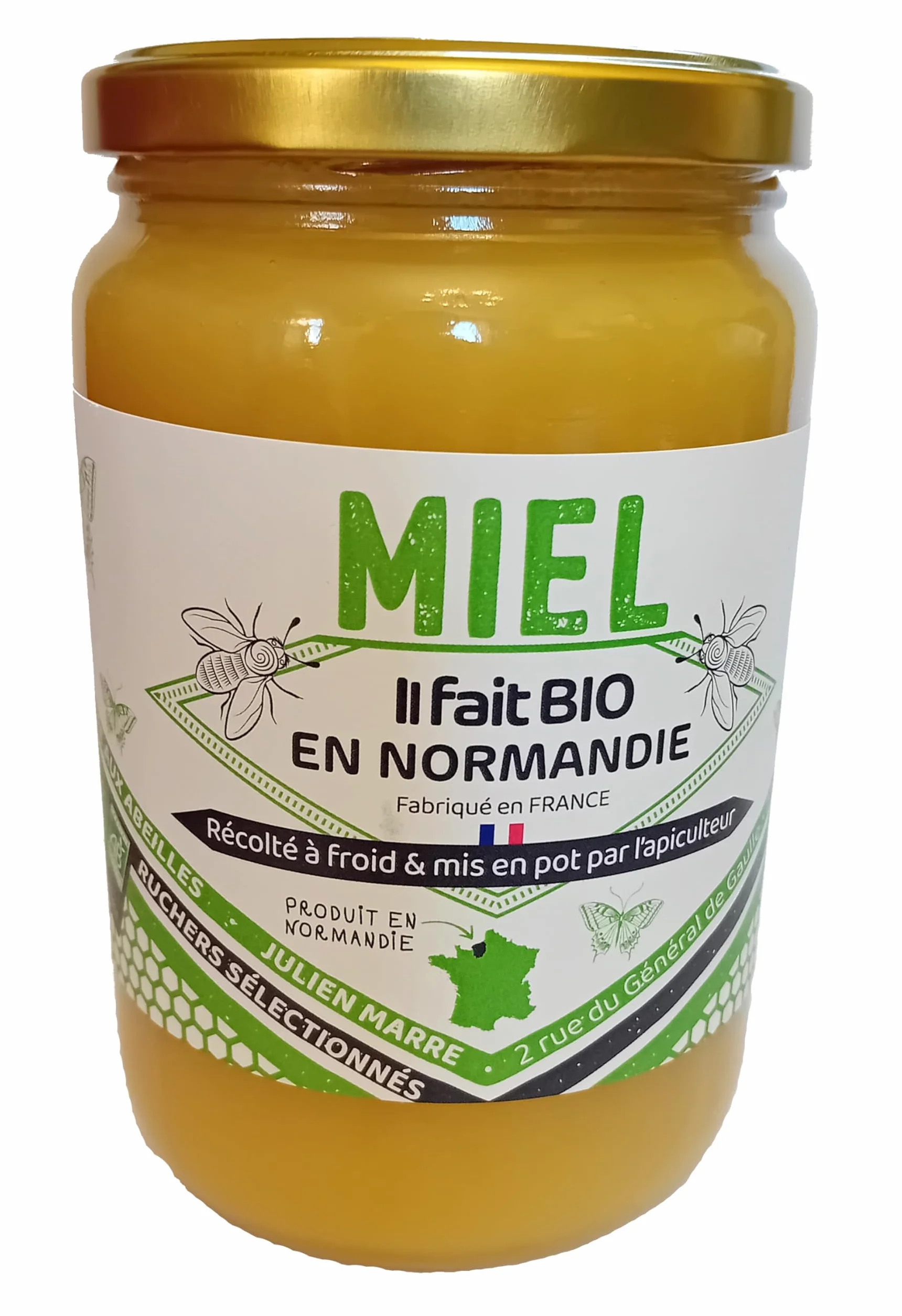 Miel Bio de Normandie (1 Kg), Délicieusement crémeux et récolté à froid | origine France | certifié BIOLOGIQUE | Naturel | Non chauffé | Non Pasteurisé | La Mare aux Abeilles.