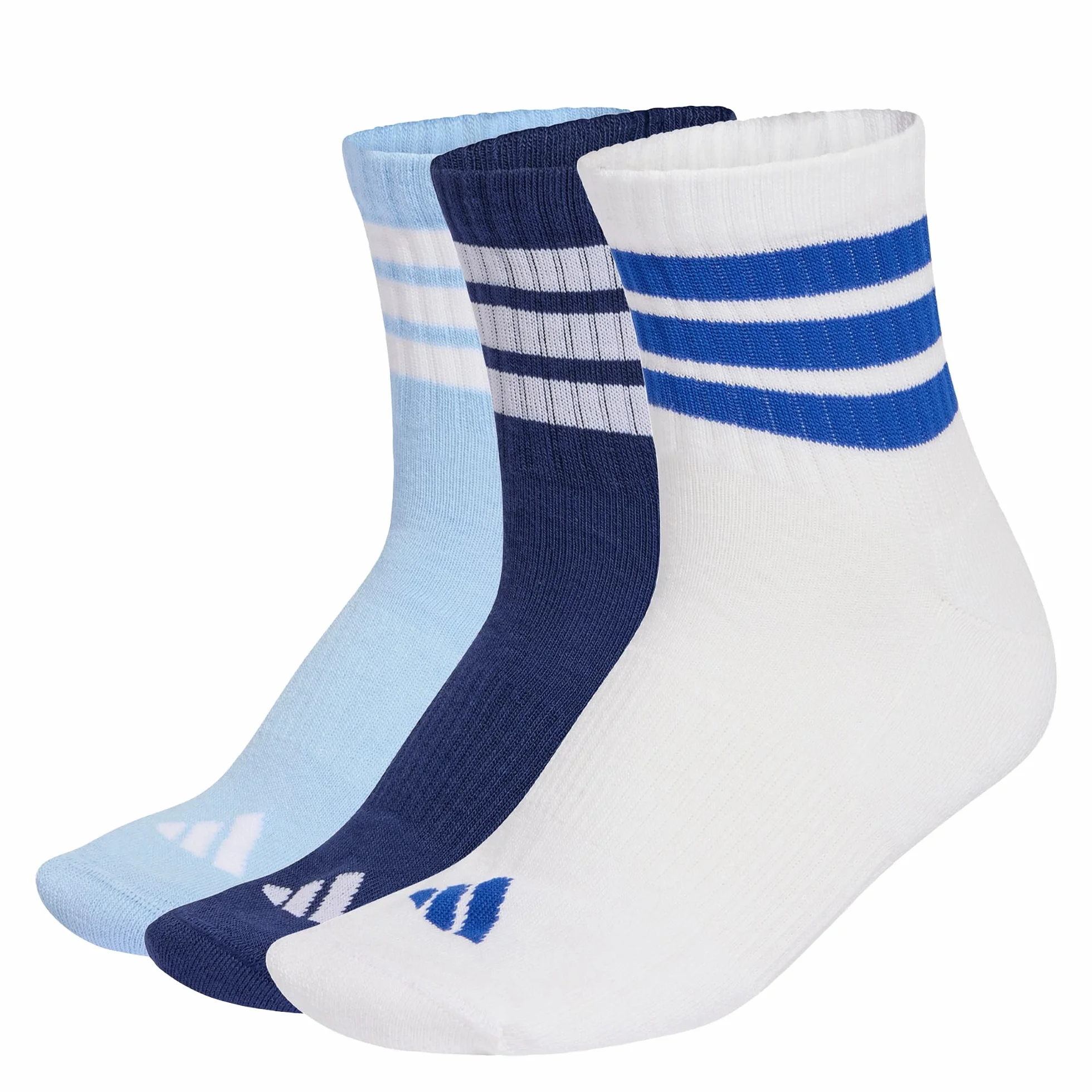 adidas Chaussettes Mi-Montantes Sportswear Rembourrées 3 Bandes 3 Paires