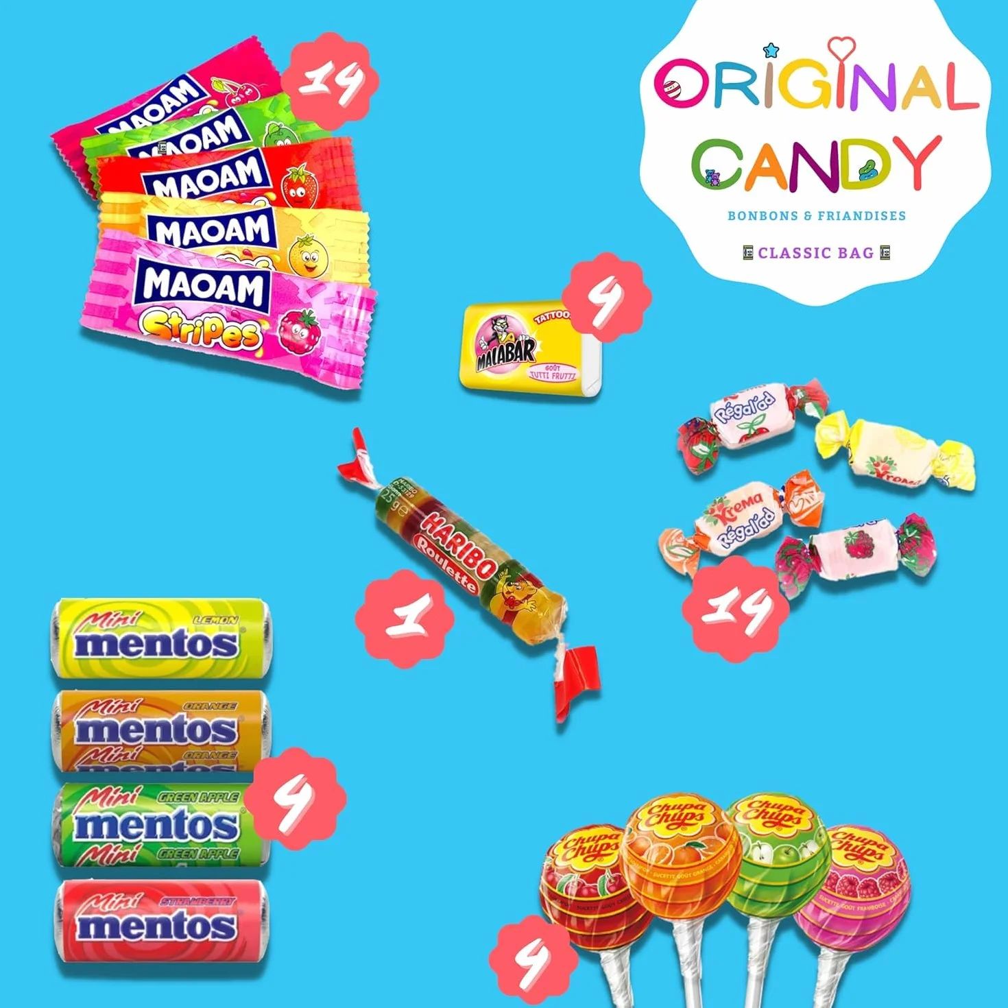 Assortiment Bonbons de Marque - 100 Confiseries pour Petits et Grands dans un Sachet Unique de Qualité - 14 types de Friandises- Classic Bag