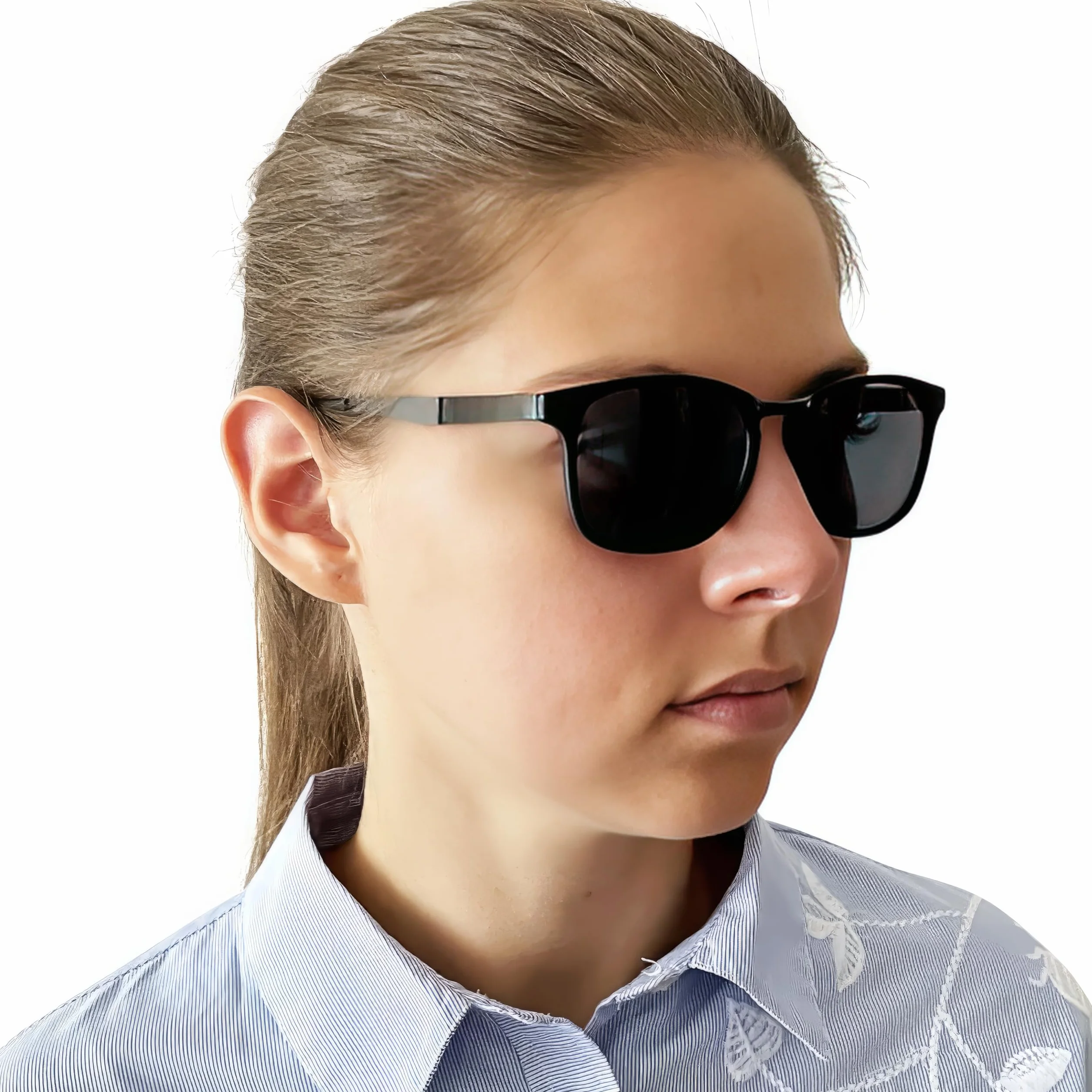Lunettes de Soleil de Lecture Rectangles Tendance Monture Plastique Branches Métal Noir
