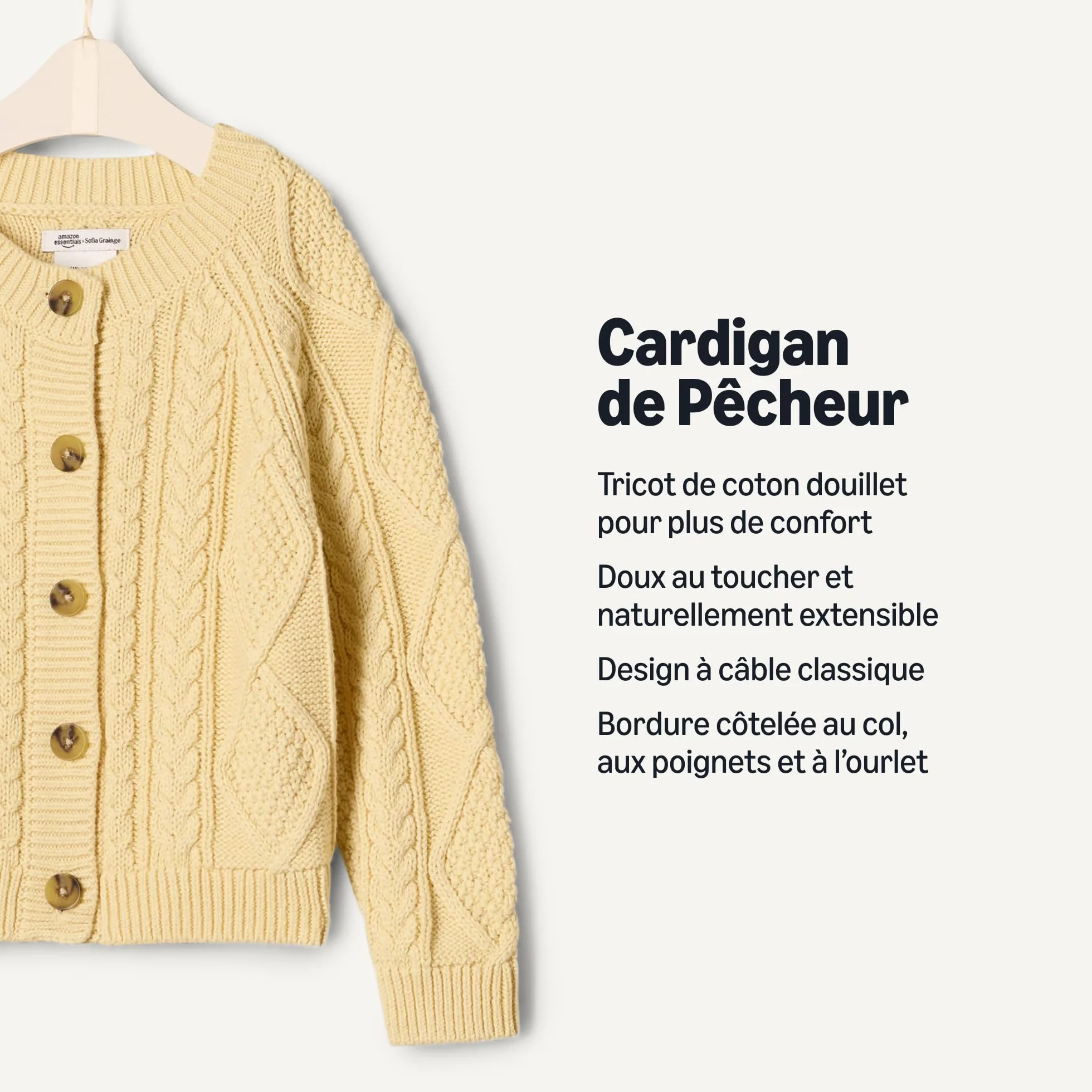 Amazon Essentials x Sofia Grainge Gilet a torsades Mixte Bébé Enfante