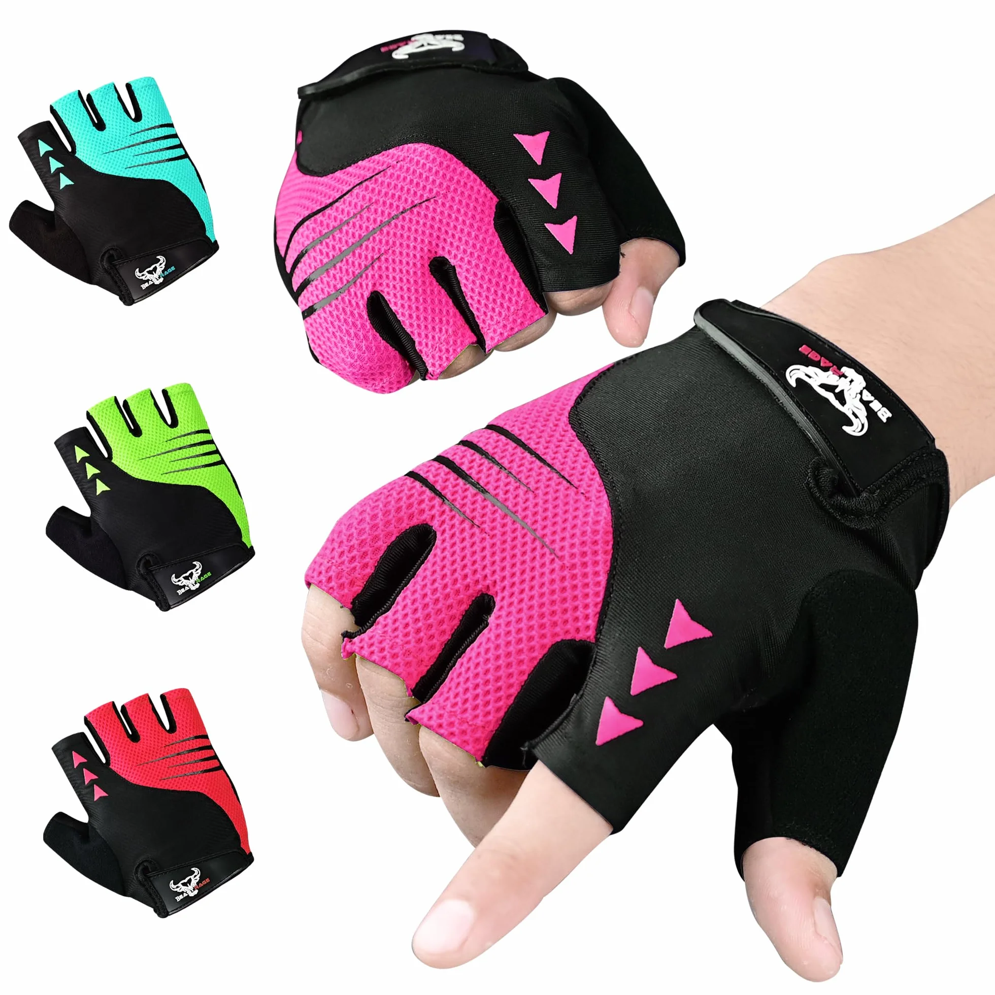 BEAST RAGE Gants de Cyclisme à demi-Doigts pour Hommes et Femmes, Gants vélo rembourrés Respirants Antidérapants, Gants de vélo de Route VTT Absorbant