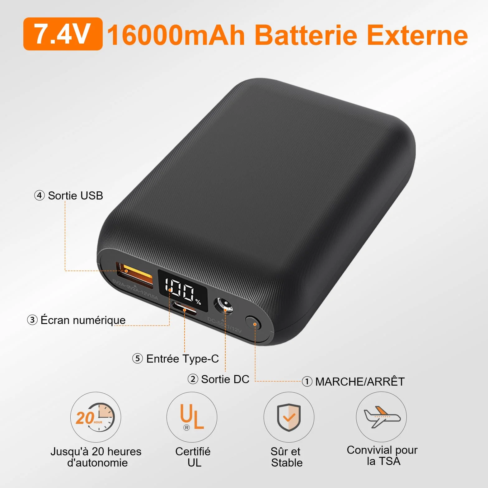 Gilet Chauffant Homme 16000mAh 7,4V Batterie Incluse 9 Zones de Chauffage Electrique Moto