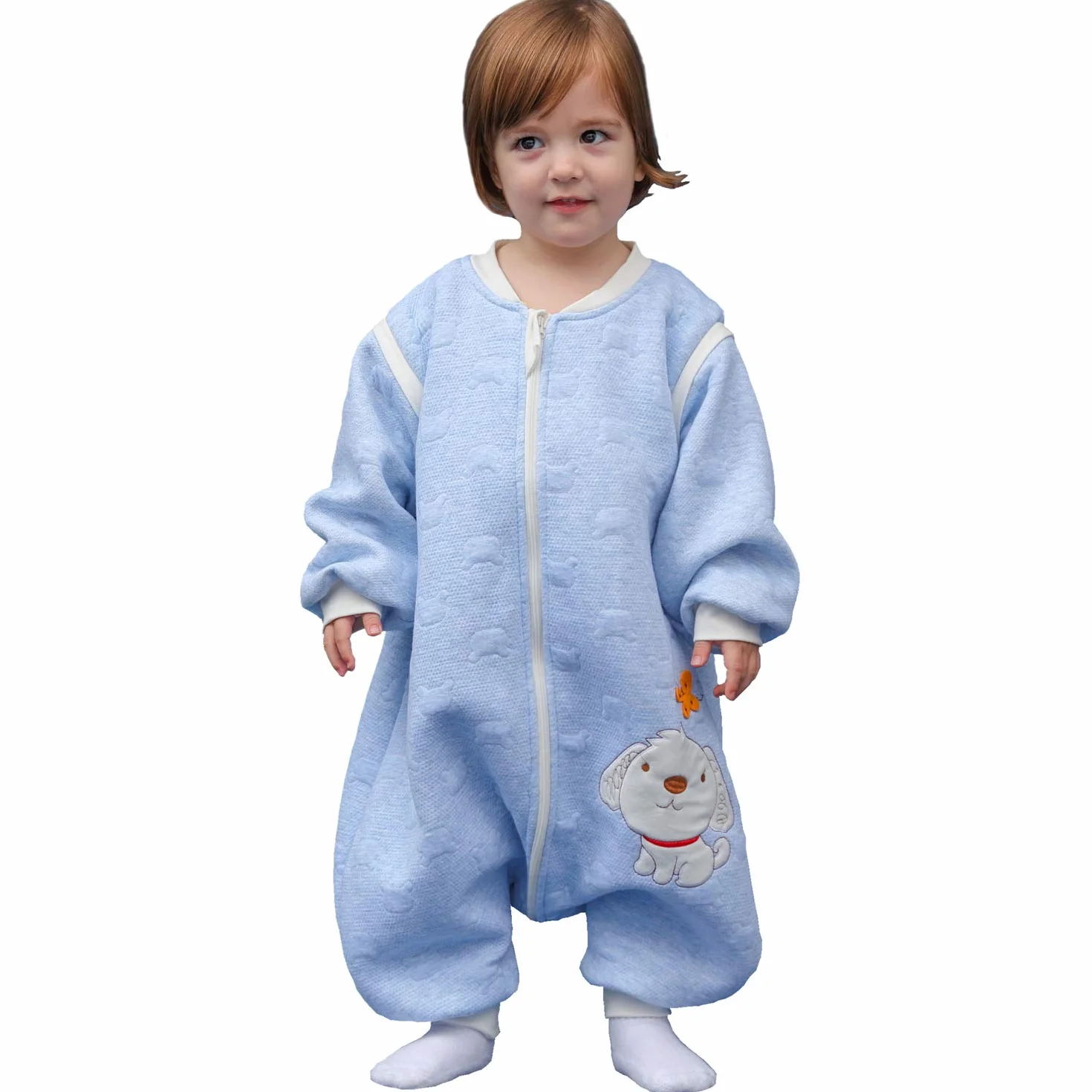 Gigoteuse bébé manches longues hiver 100% coton 80cm 0-16 mois bleu