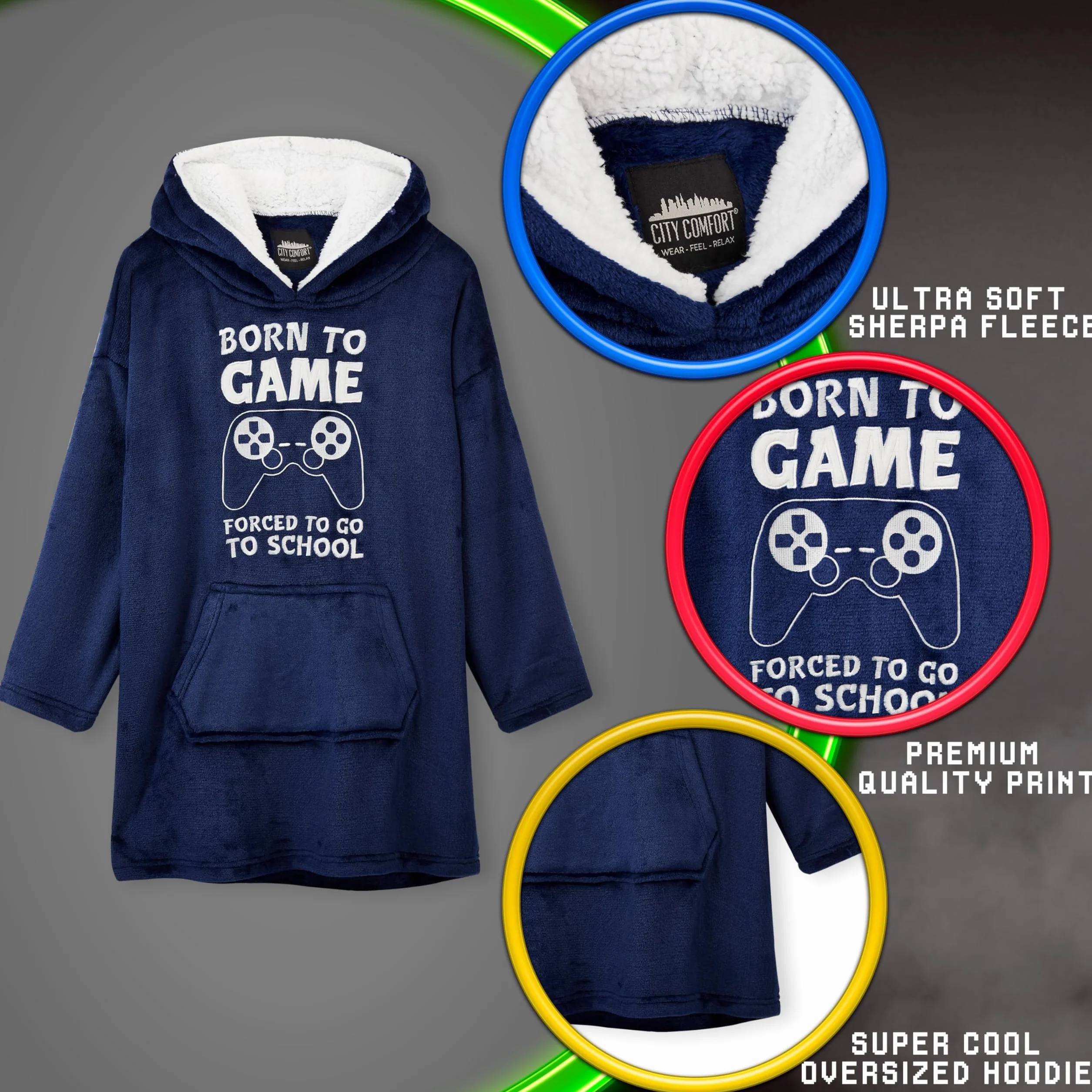 CityComfort Pull Plaid Enfant Oversize en Polaire Ado