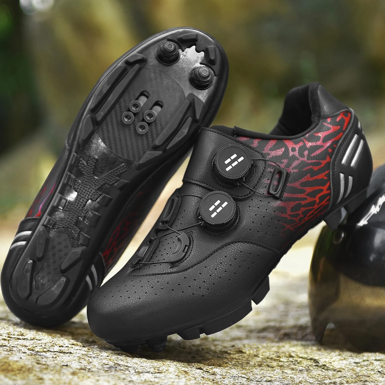 Chaussures de Cyclisme VTT pour Homme, Respirantes Compatibles avec 2-Bolt Cleats