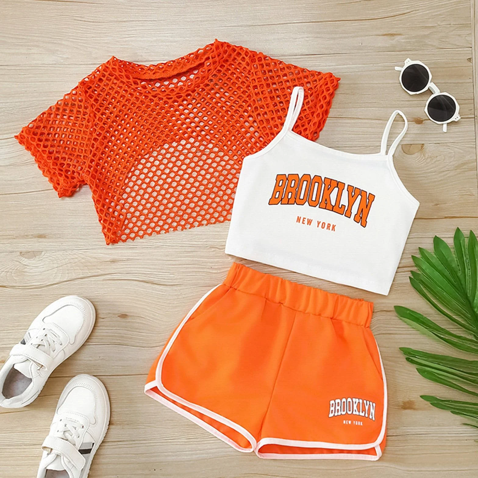 Ensemble sportif mixte enfant débardeur respirant short long ajusté vêtement léger souple style décontracté ado combinaison entraînement pratique loisir sport