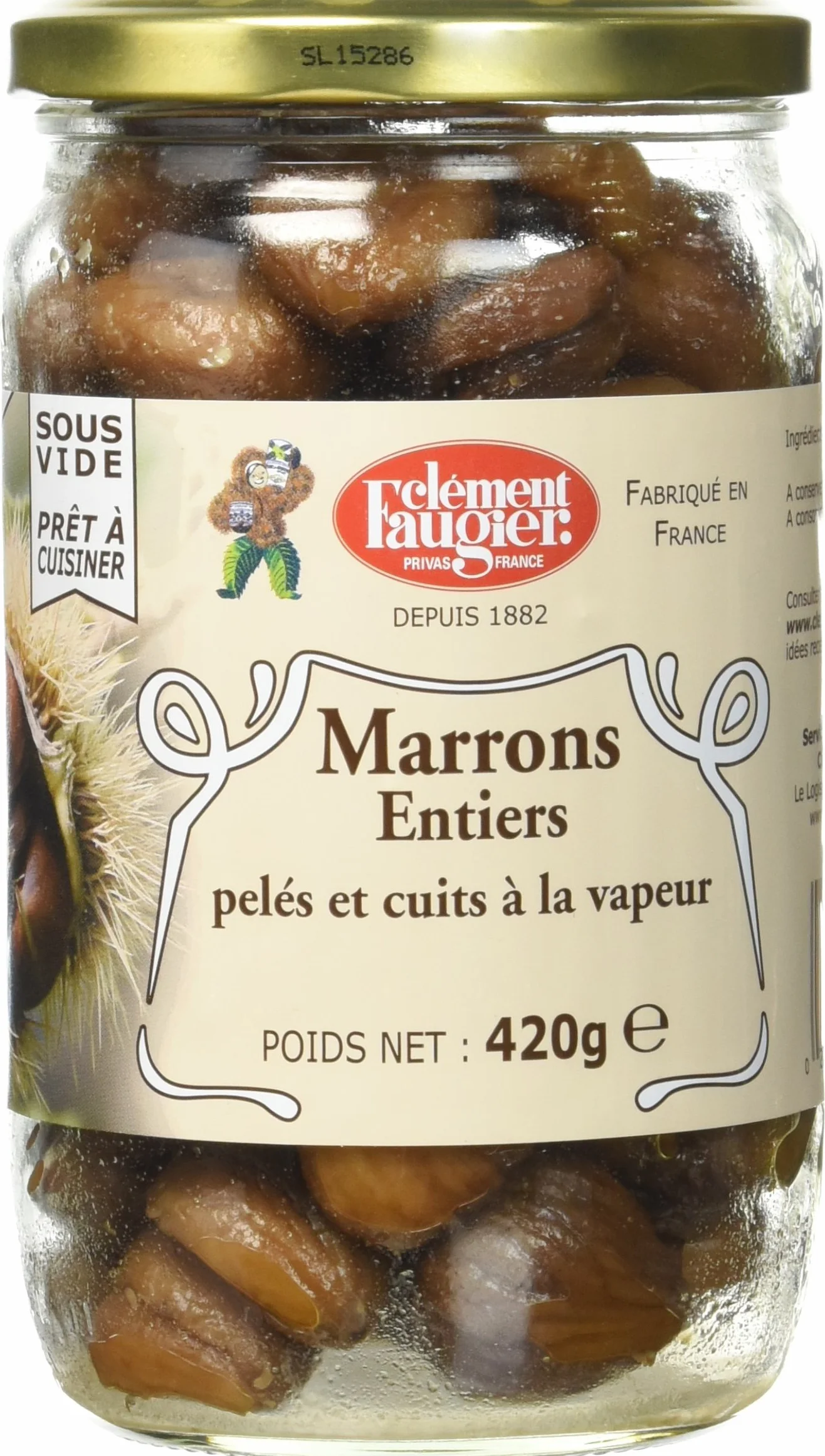Clément Faugier - Marrons Entiers pelés et cuits à la vapeur - 420g - Lot de 2