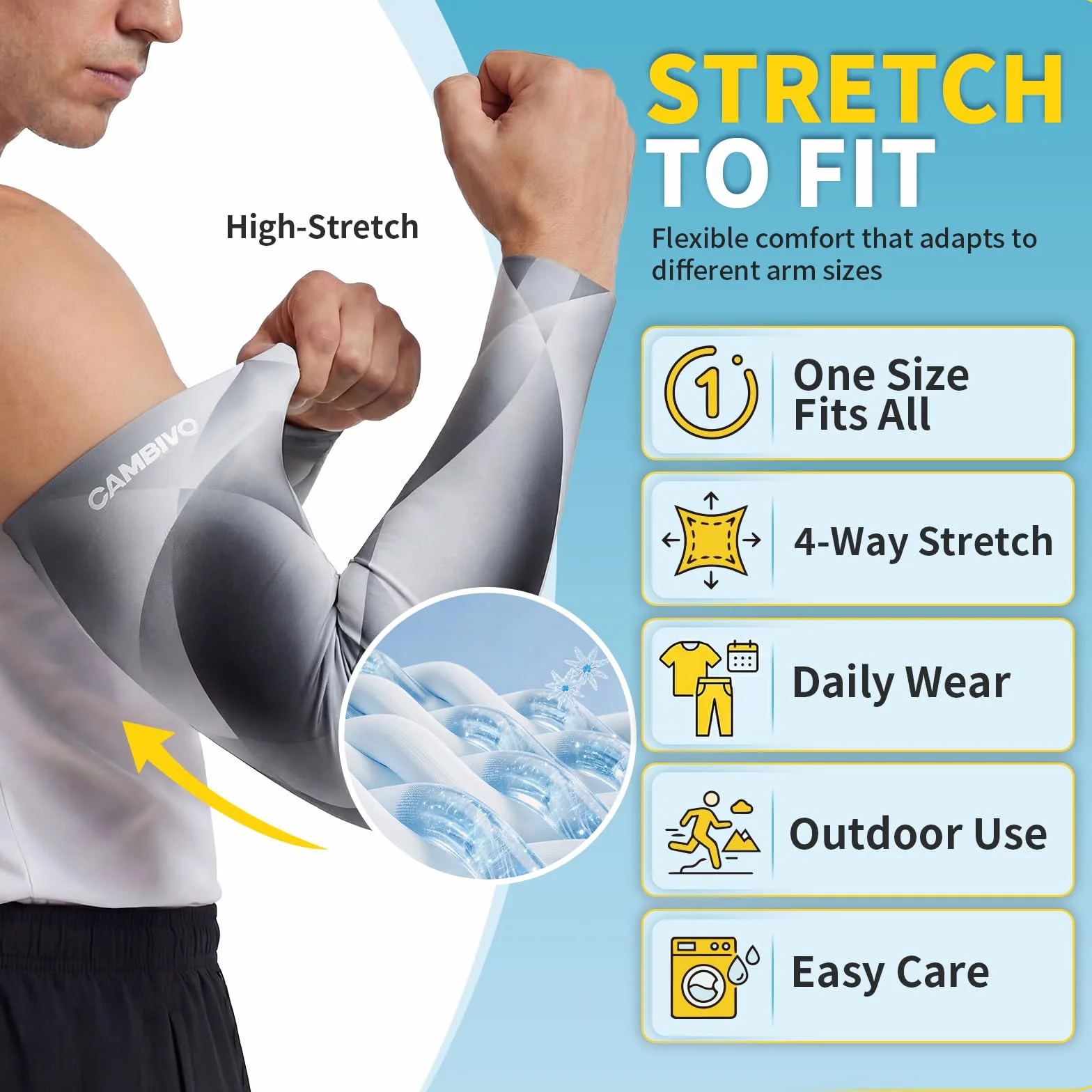 Manchon de Compression Bras Anti UV UPF50+ Extensible Respirant Sans Couture pour Running Vélo Tennis
