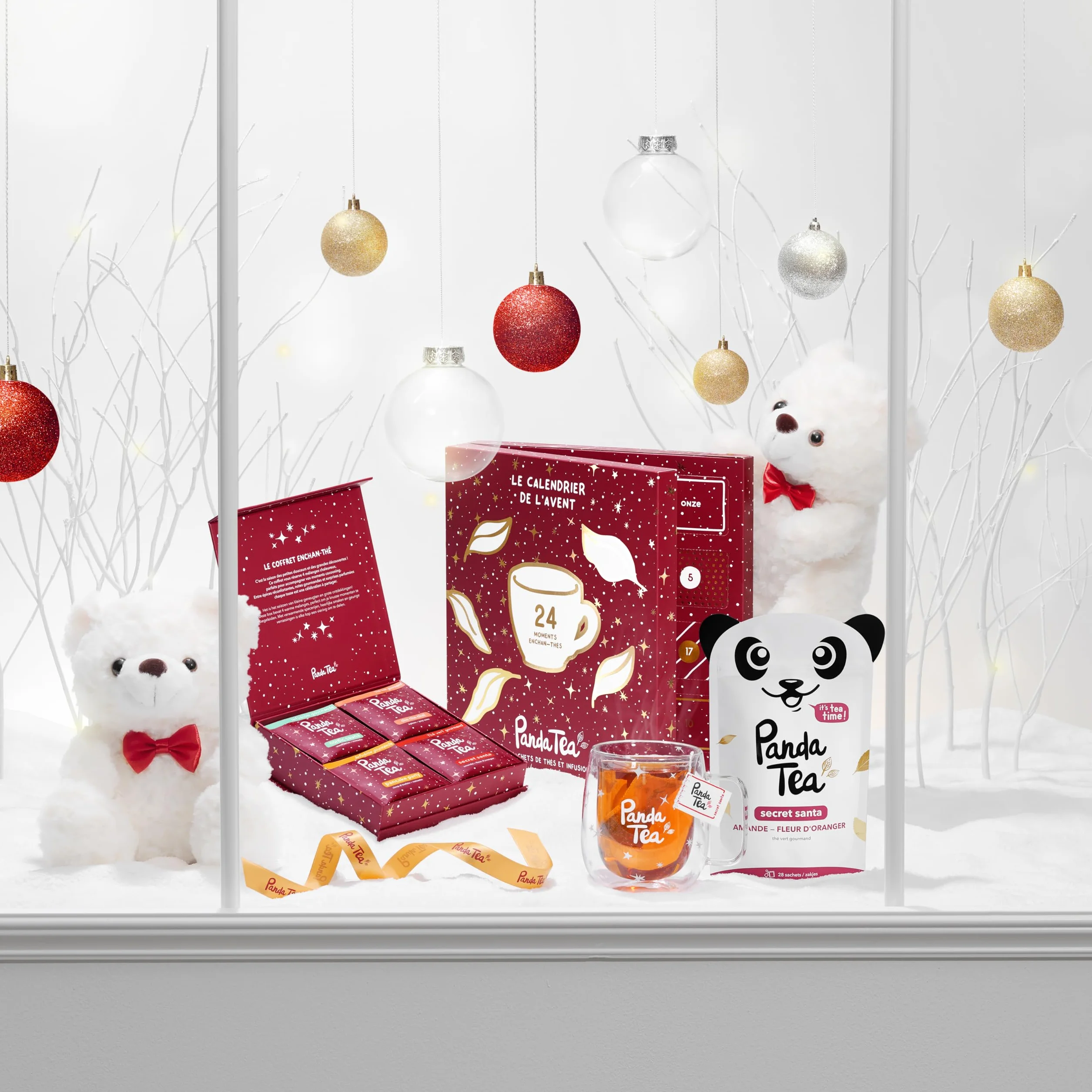 Panda tea – Calendrier de l'Avent 2025 Thés & Infusion Bio – Coffret Cadeau – Assortiment de 24 sachets Mousselines – Calendrier de l’Avent pour Femme & Homme
