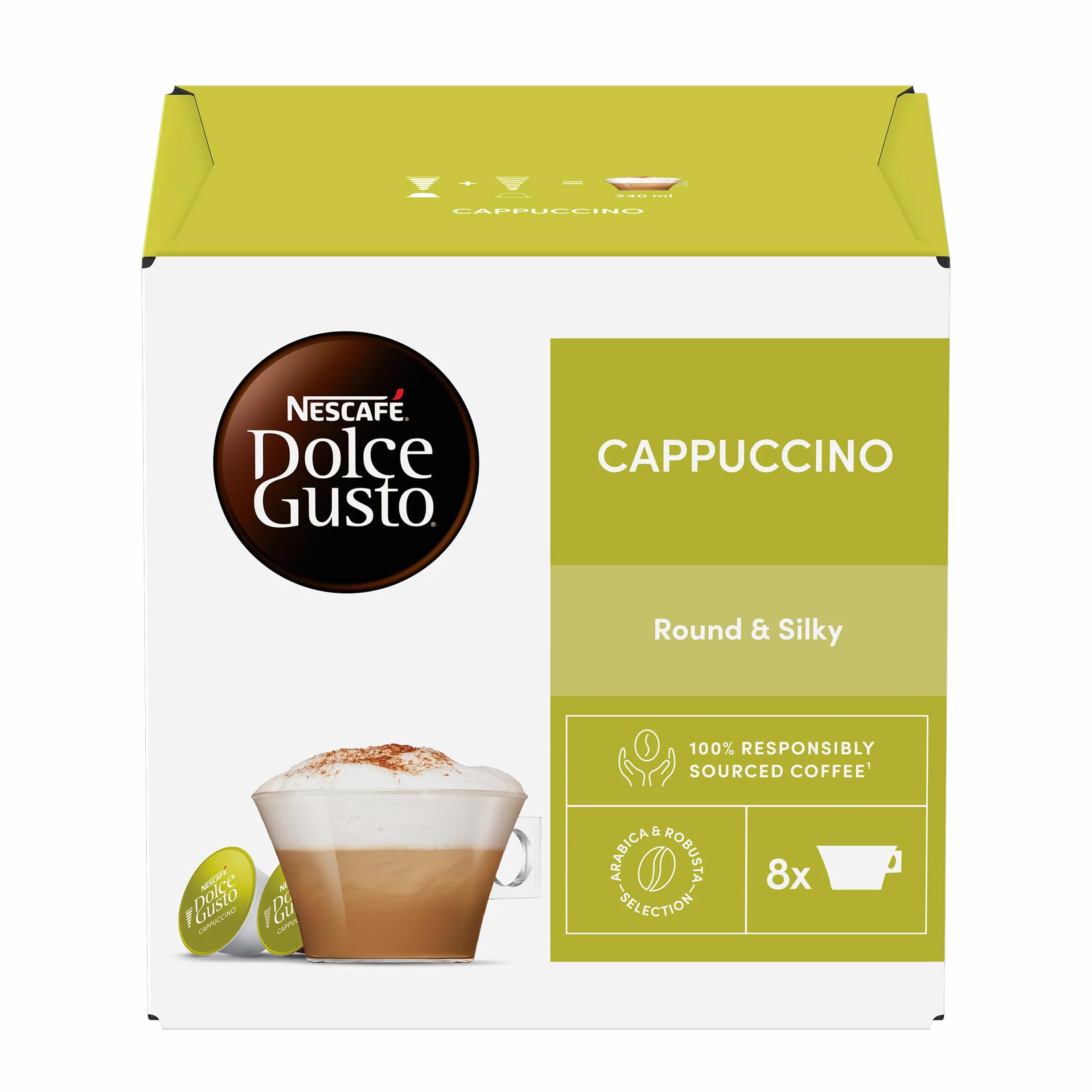 Nescafé Dolce Gusto Cappuccino - Café Gourmand - 96 Capsules (Pack de 6 boîtes x 16) (L'emballage peut varier)