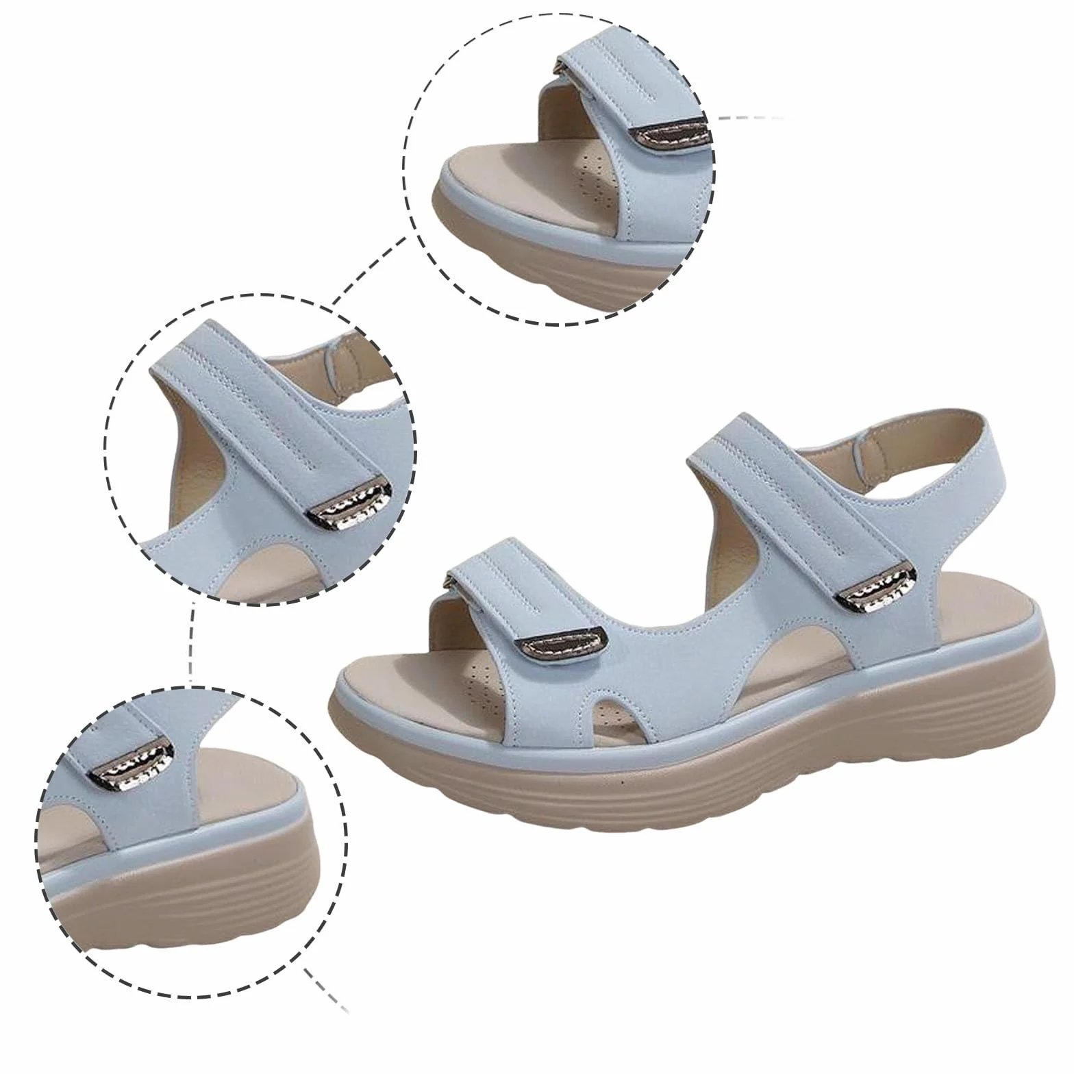 Sandales Femme Orthopédiques à Boucle Réglables - Crochet Confortable pour Marche