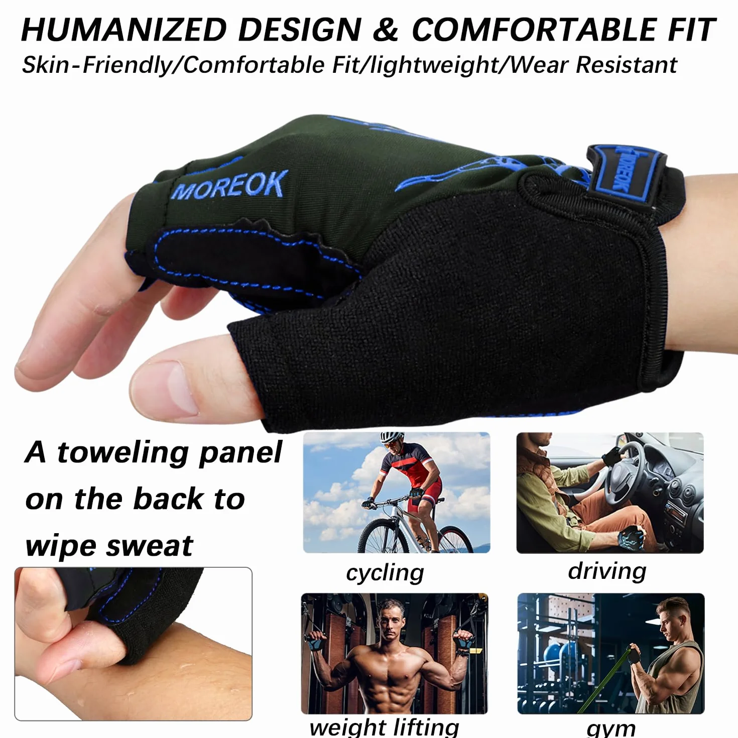 Gants de Cyclisme Été Homme Femme Antichoc Respirants Demi-Doigts Antidérapants Séchage Rapide VTT Route Plein Air