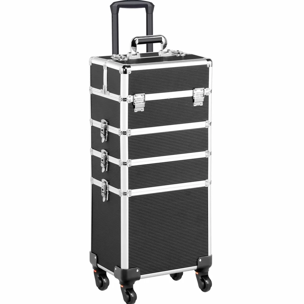 Yaheetech Mallette de Maquillage 4 en 1 Trolley à Maquillage Noir